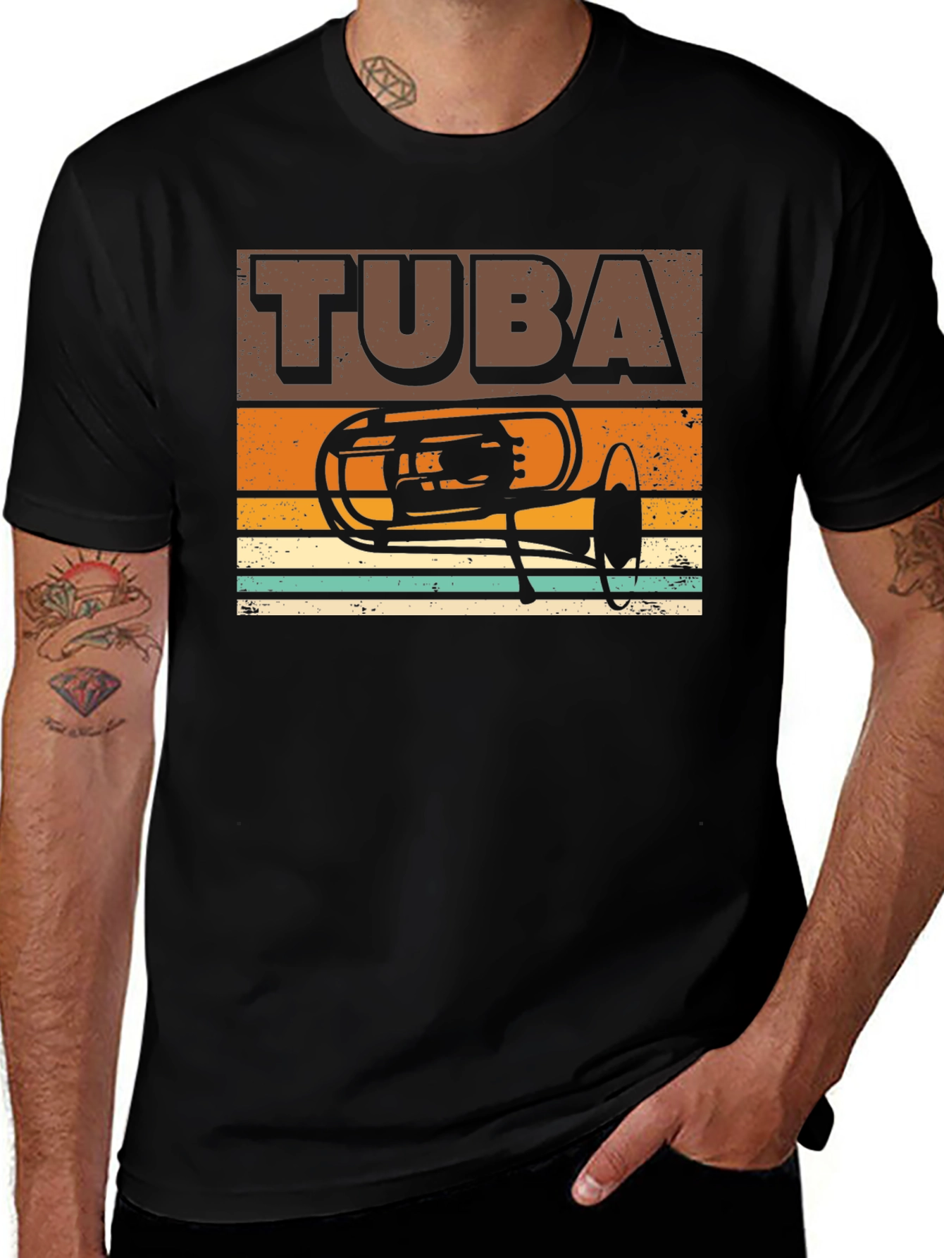 Retro Tuba Graphic Tee - Musicians Gift