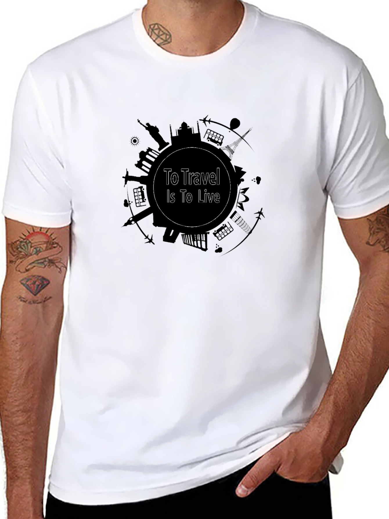 Travel is Life T-Shirt - Black Cotton Tee