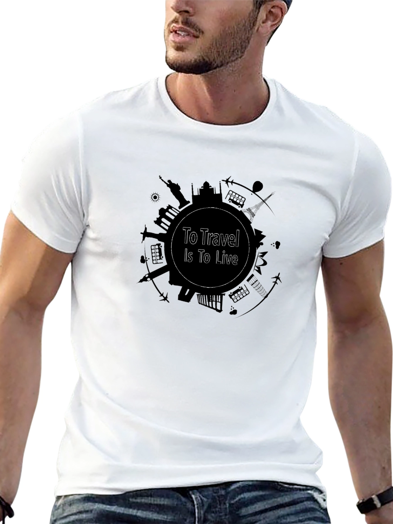 Travel is Life T-Shirt - Black Cotton Tee