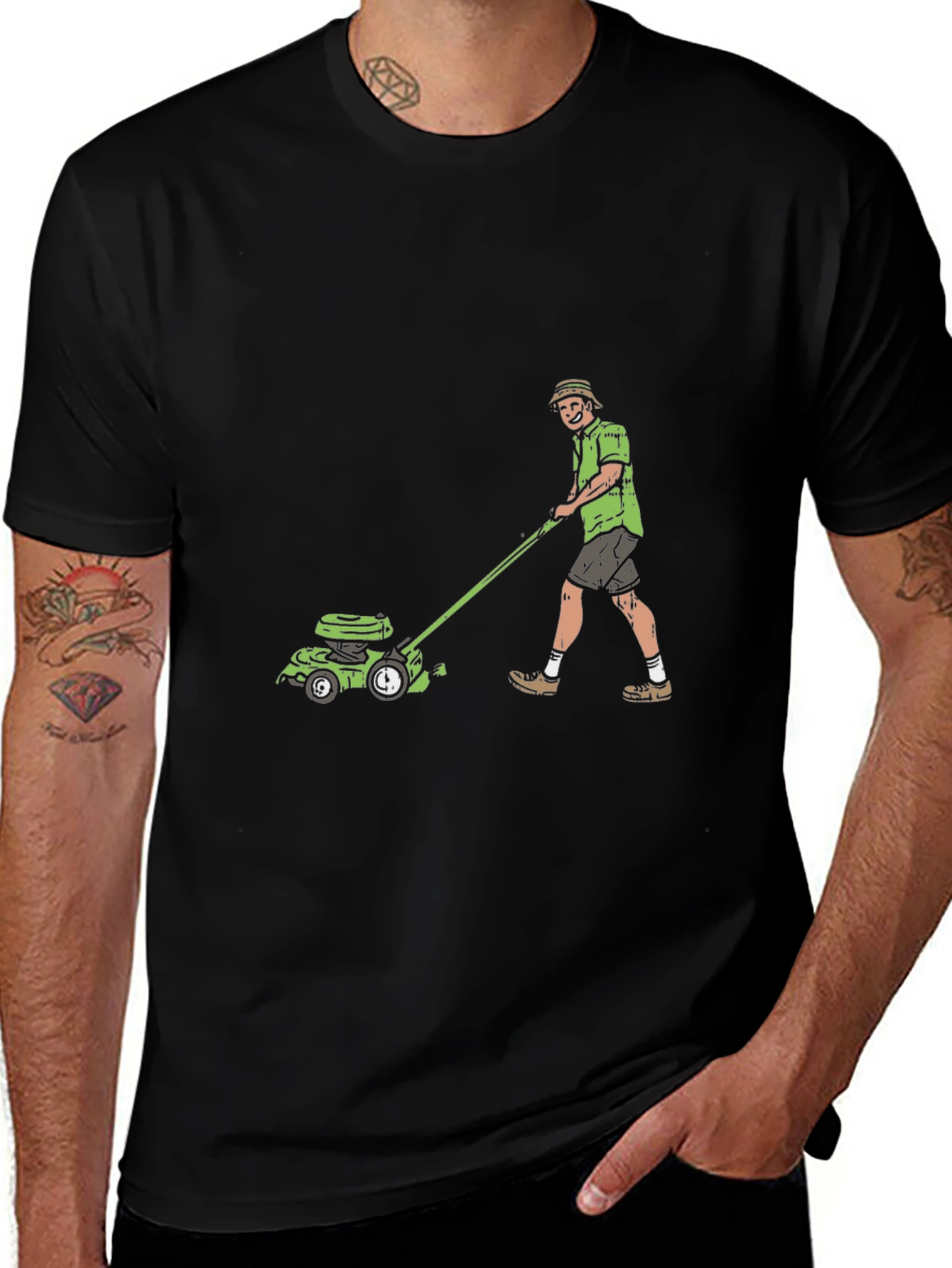 Man Mowing Lawn Graphic Tee