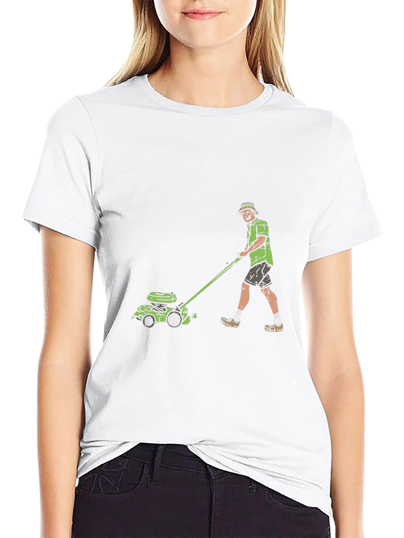Man Mowing Lawn Graphic Tee