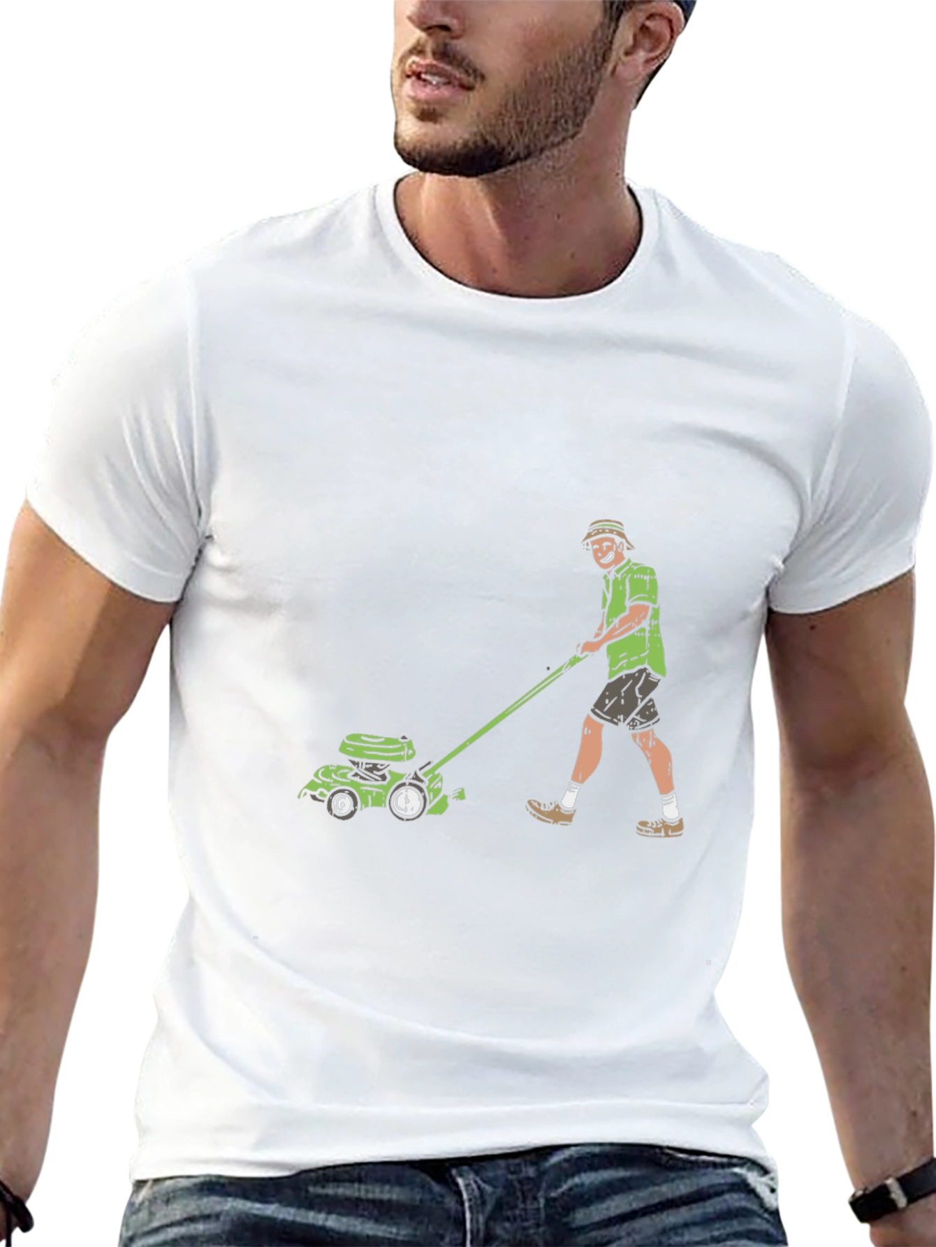 Man Mowing Lawn Graphic Tee