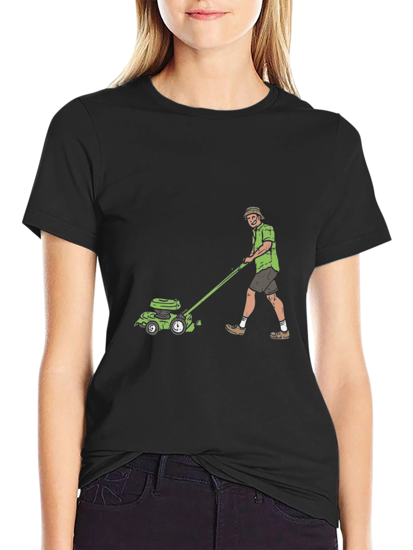 Man Mowing Lawn Graphic Tee