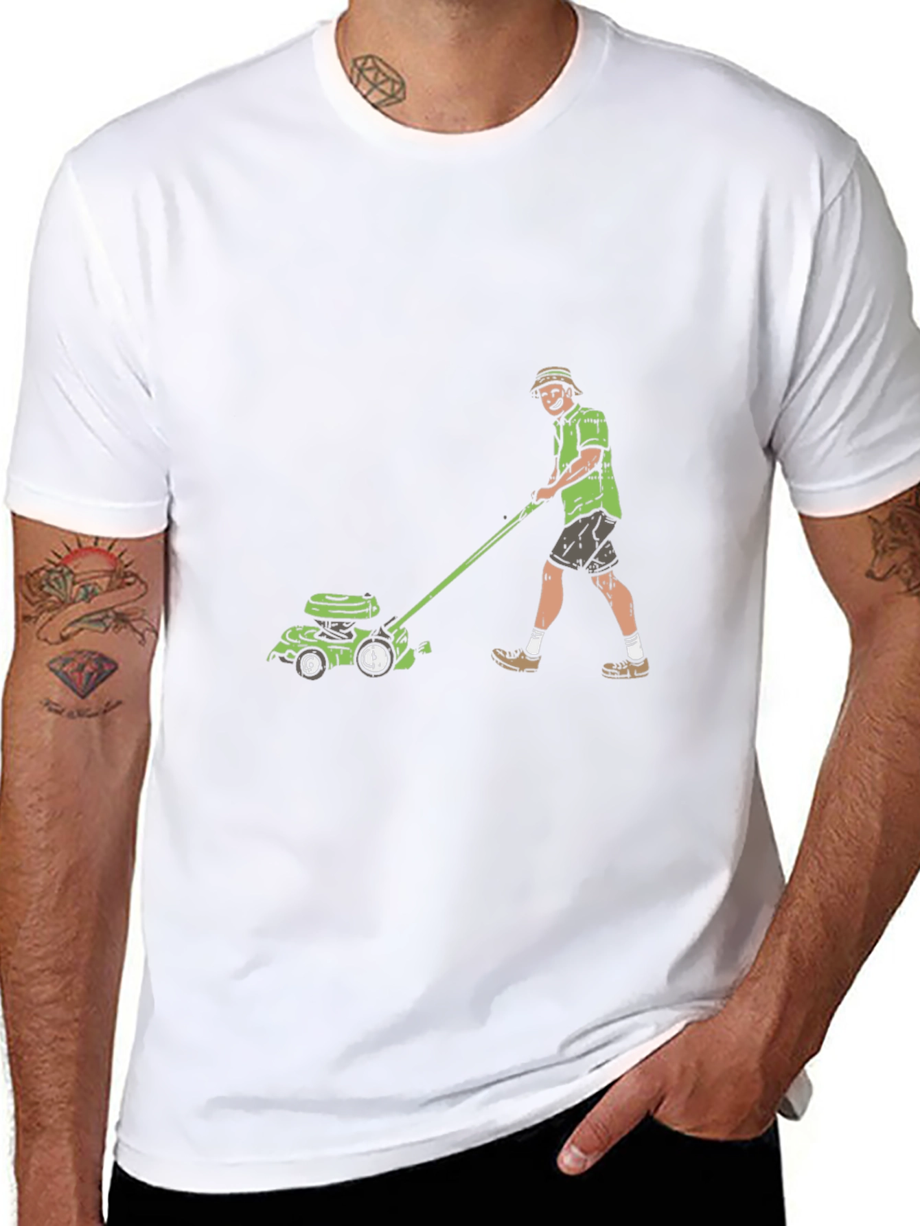 Man Mowing Lawn Graphic Tee
