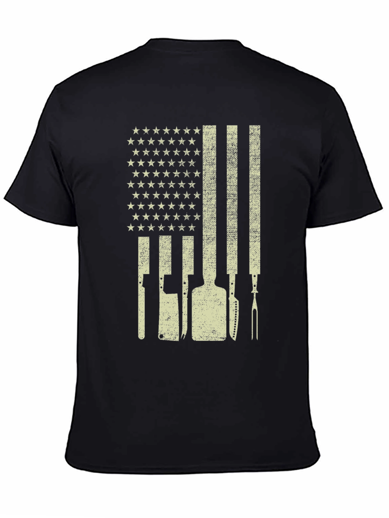 Patriotic Butcher T-Shirt - American Flag Culinary Design
