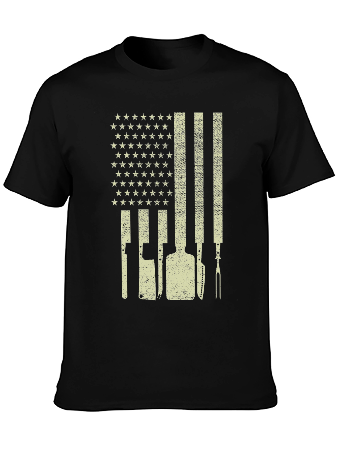 Patriotic Butcher T-Shirt - American Flag Culinary Design