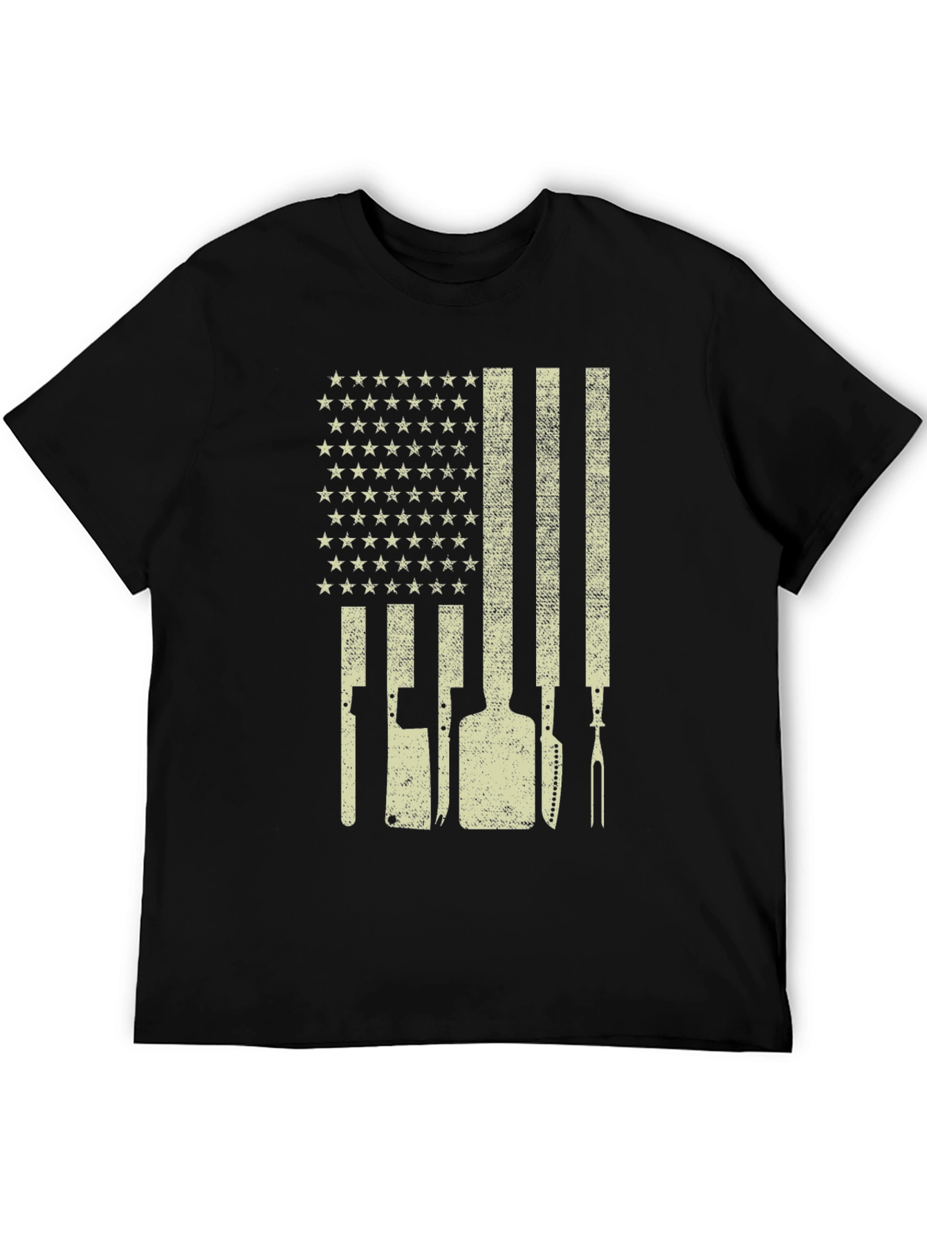 Patriotic Butcher T-Shirt - American Flag Culinary Design