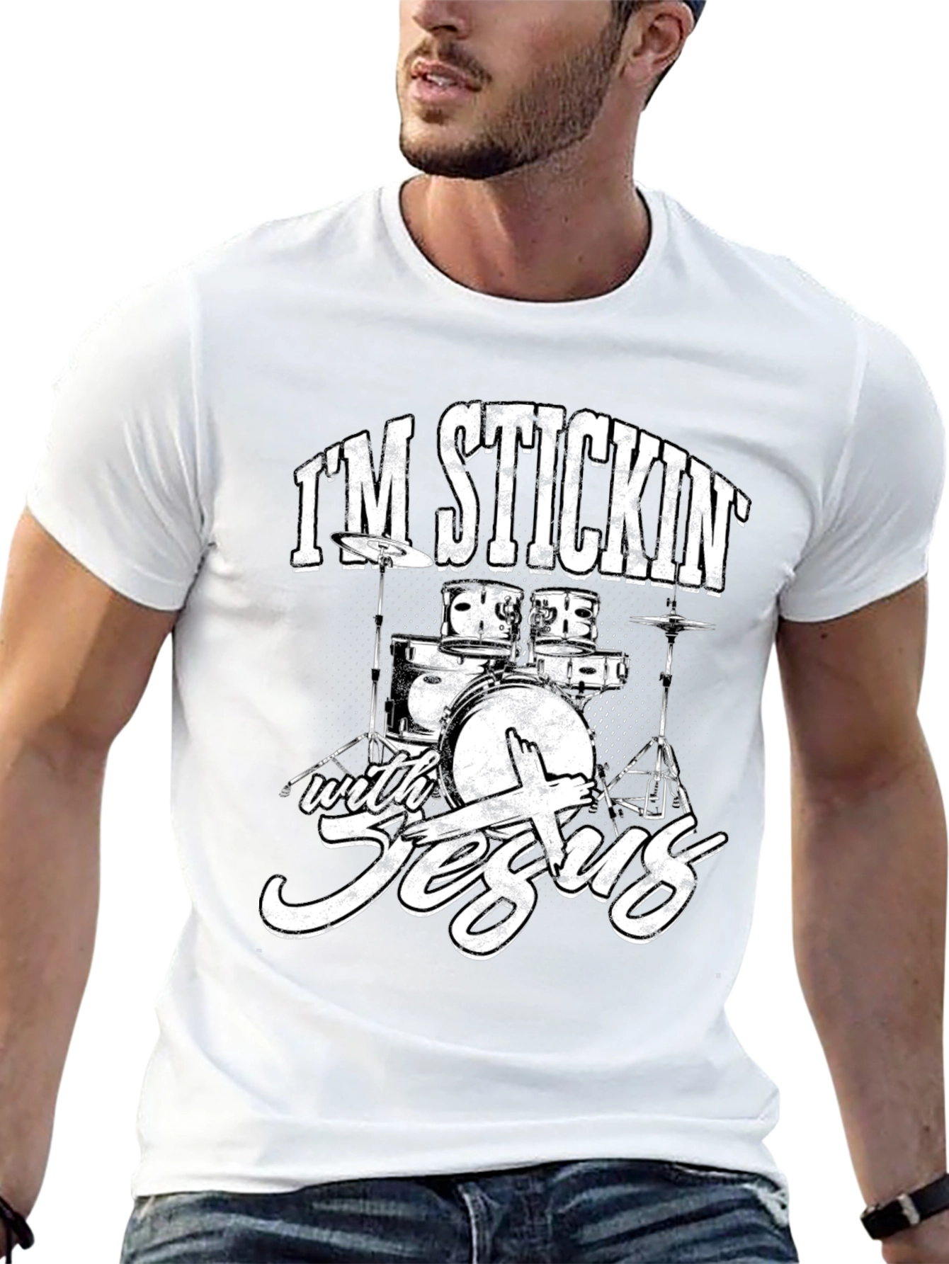 Im Stickin with Jesus Drummer Graphic T-Shirt