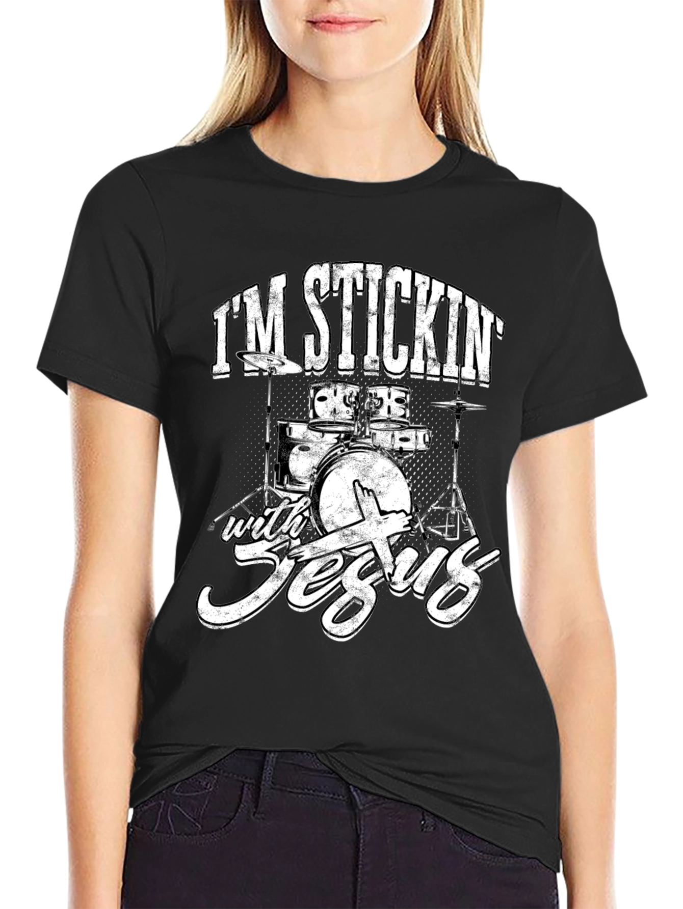 Im Stickin with Jesus Drummer Graphic T-Shirt