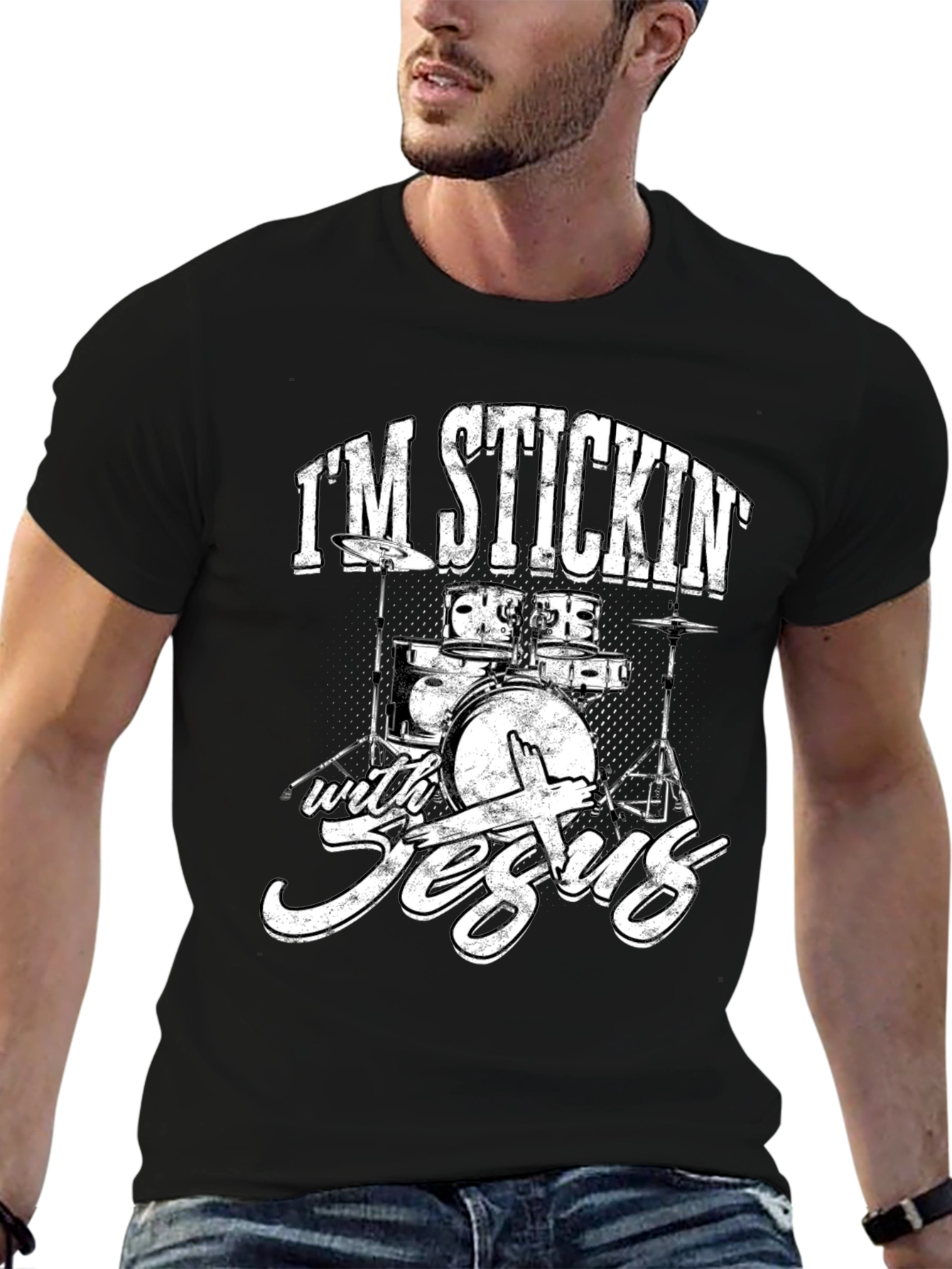 Im Stickin with Jesus Drummer Graphic T-Shirt