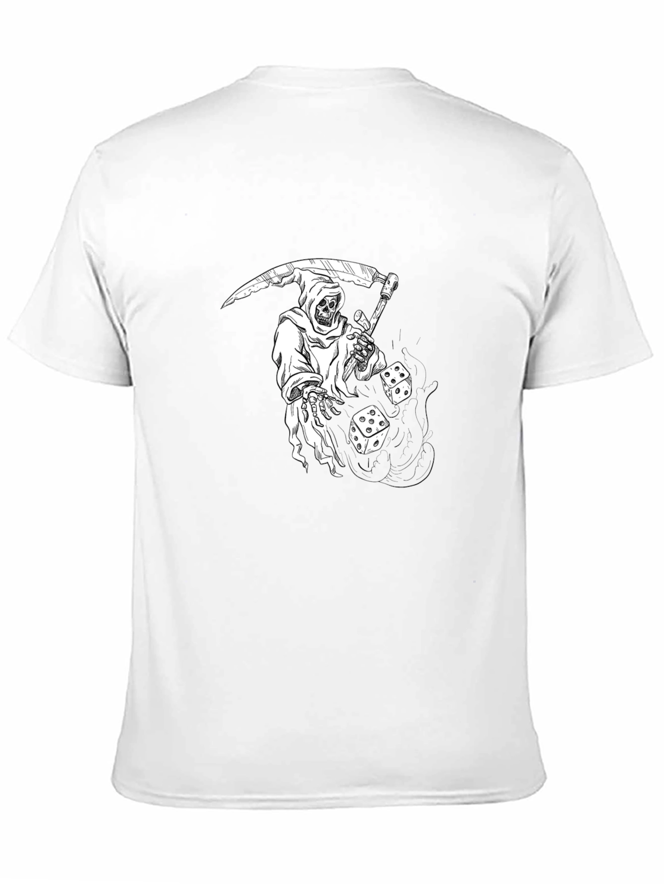 Grim Reaper Dice Graphic Tee - Black Cotton T-Shirt