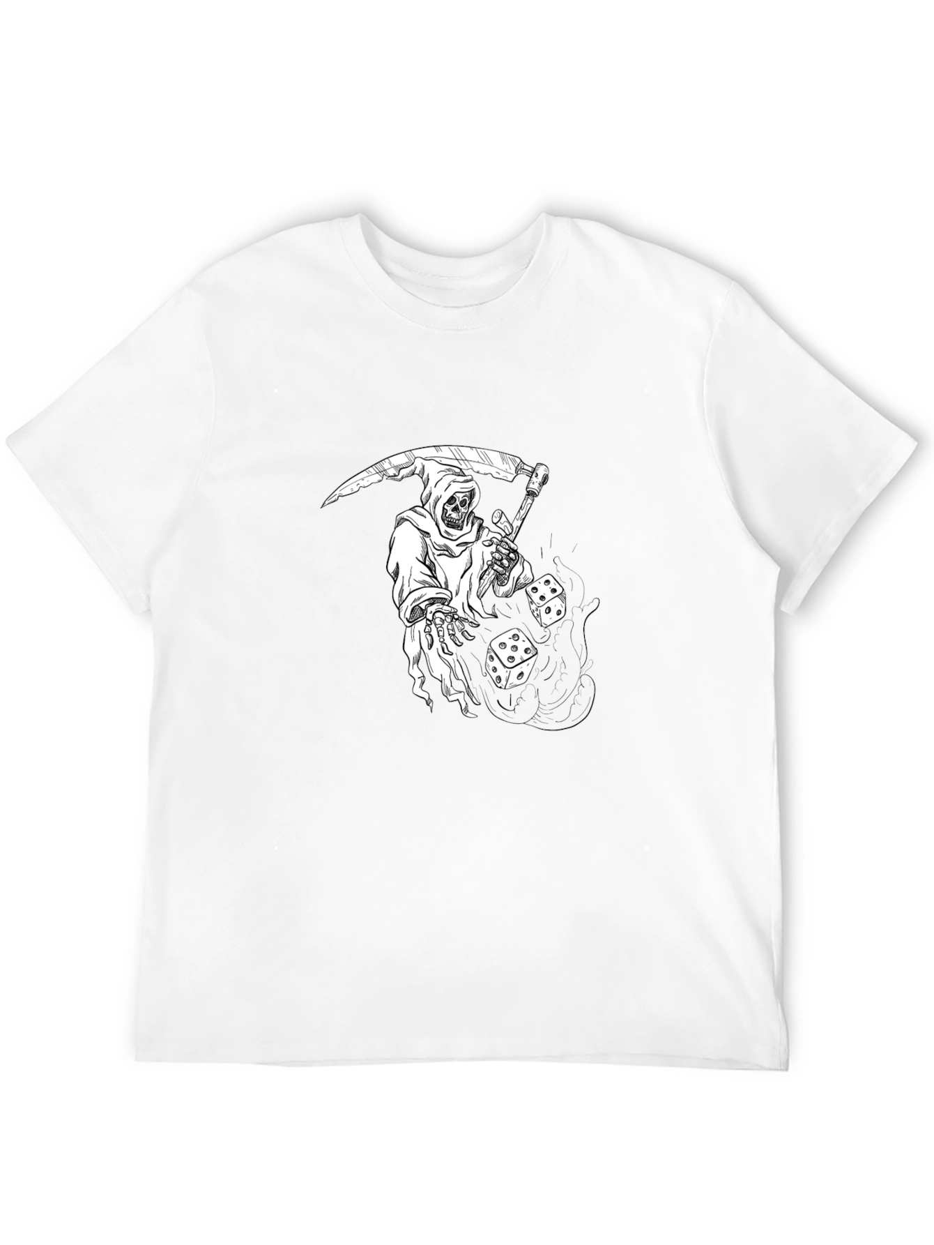 Grim Reaper Dice Graphic Tee - Black Cotton T-Shirt