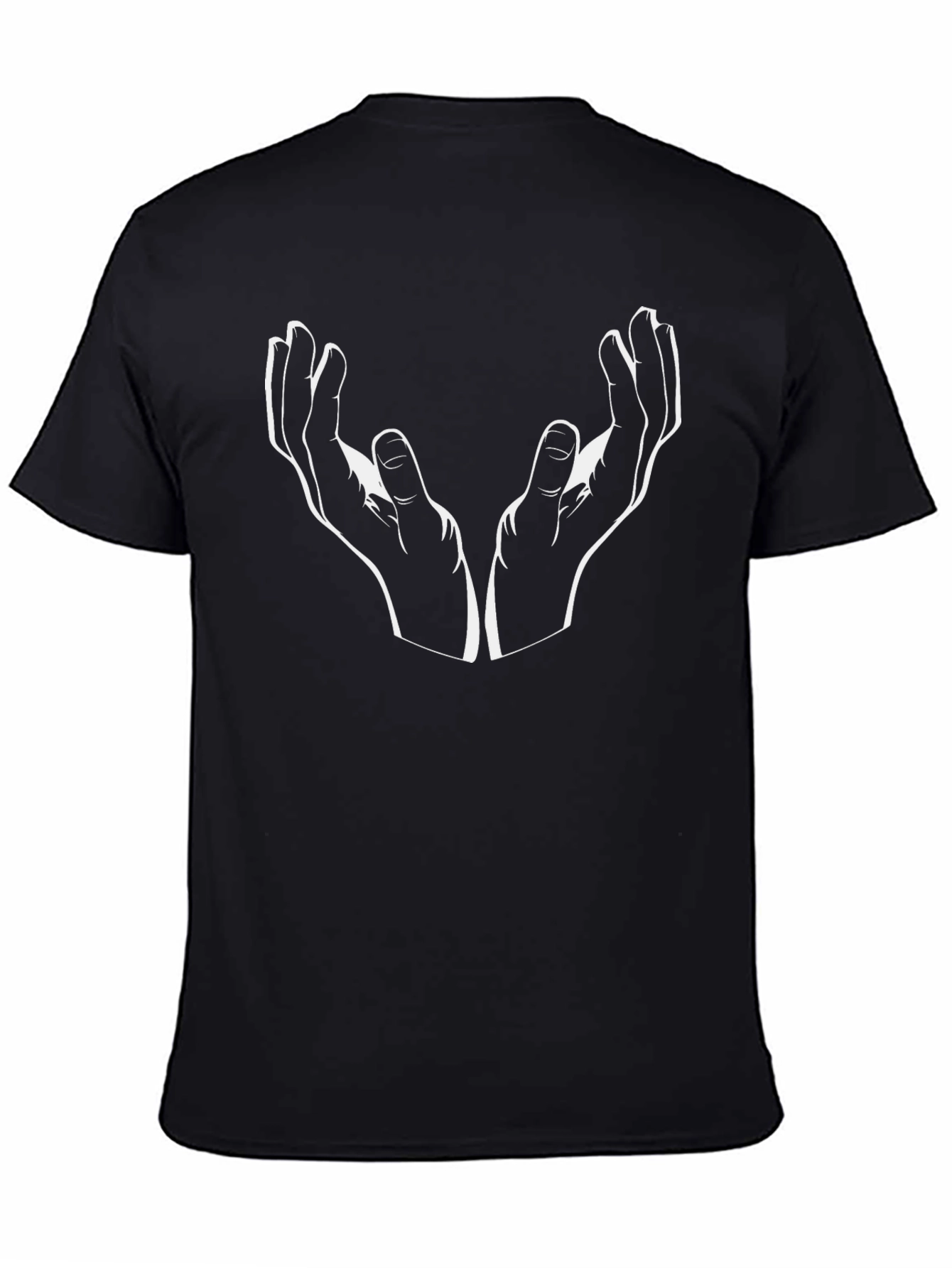 Black T-Shirt with White Hands Graphic