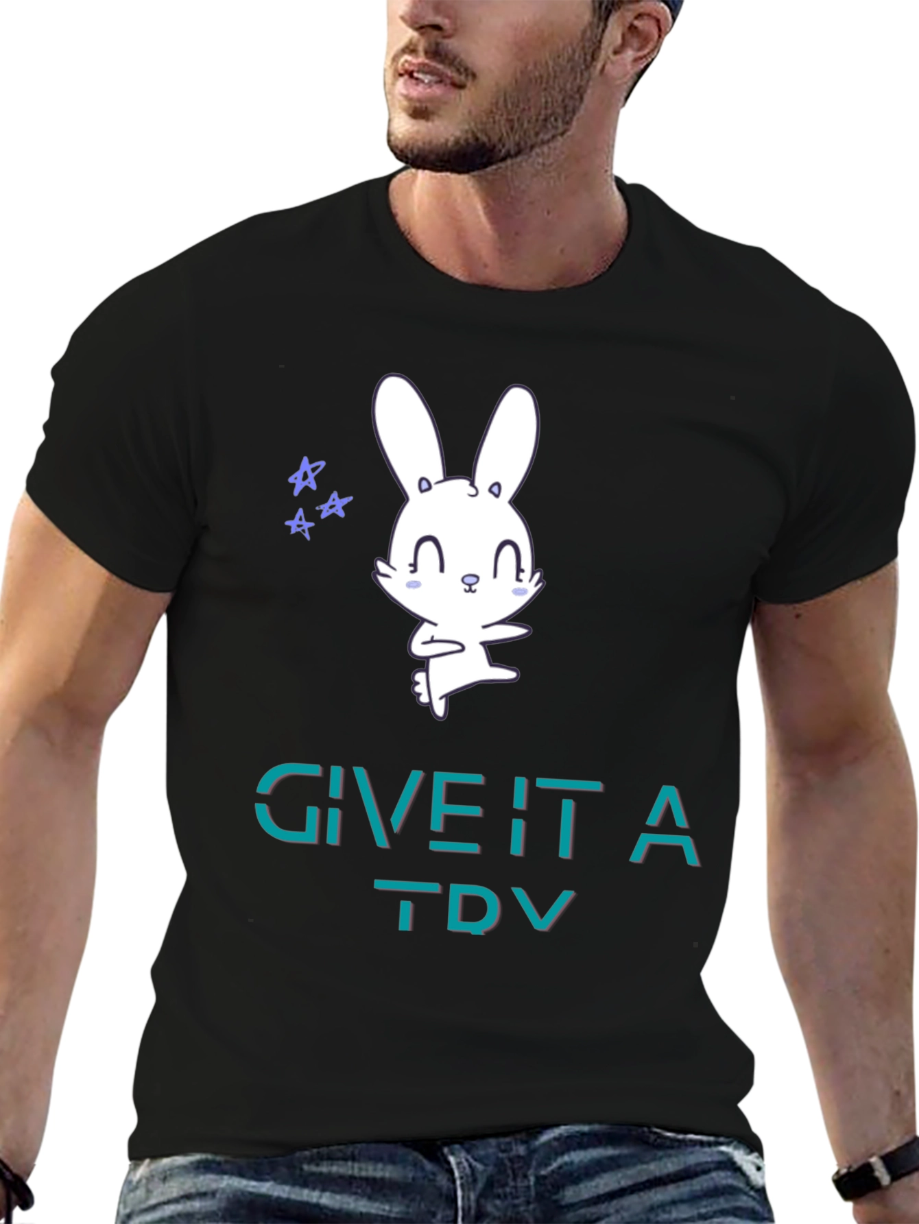 Cute Bunny Tee: Give It A Try Graphic T-Shirt