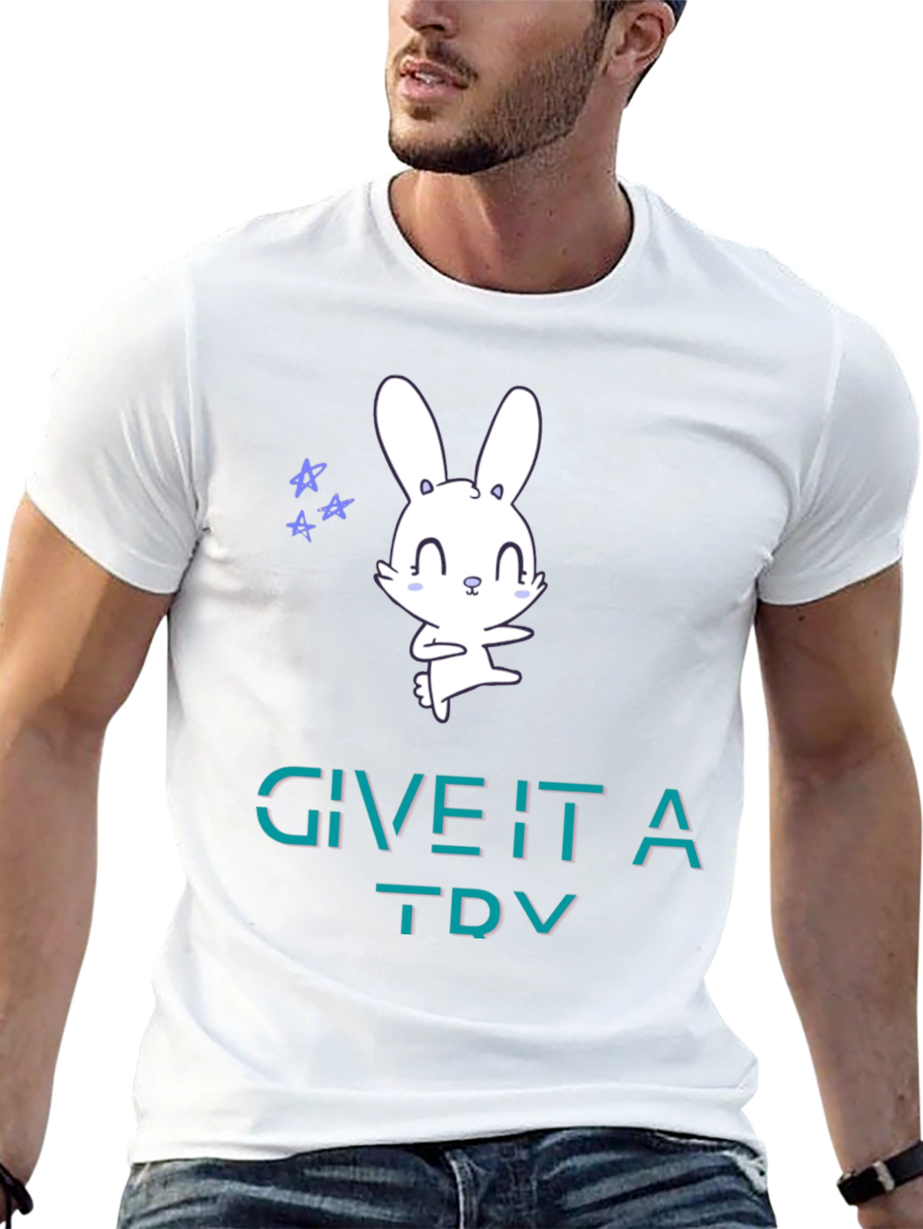Cute Bunny Tee: Give It A Try Graphic T-Shirt