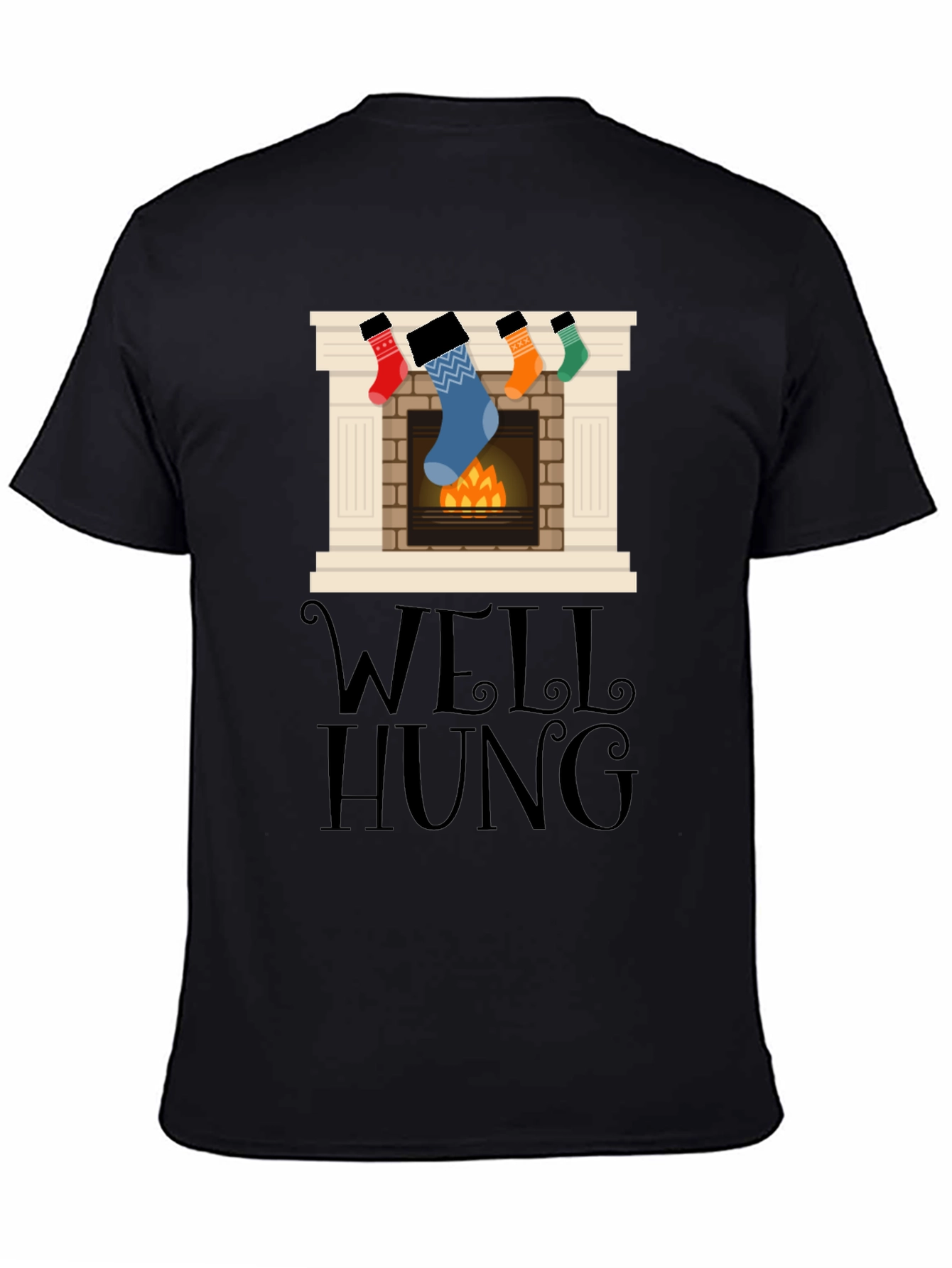Well Hung Christmas Fireplace T-Shirt