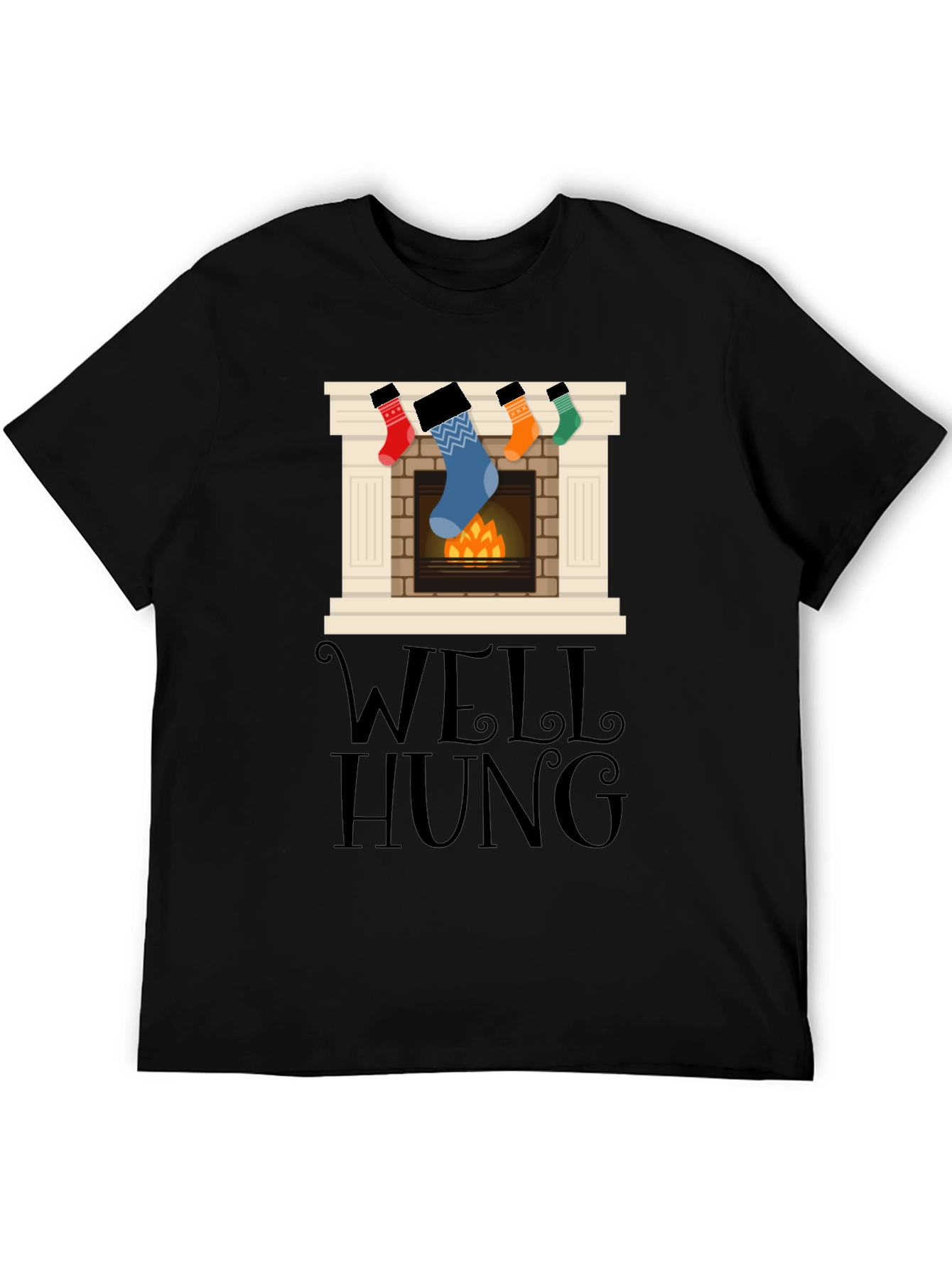 Well Hung Christmas Fireplace T-Shirt