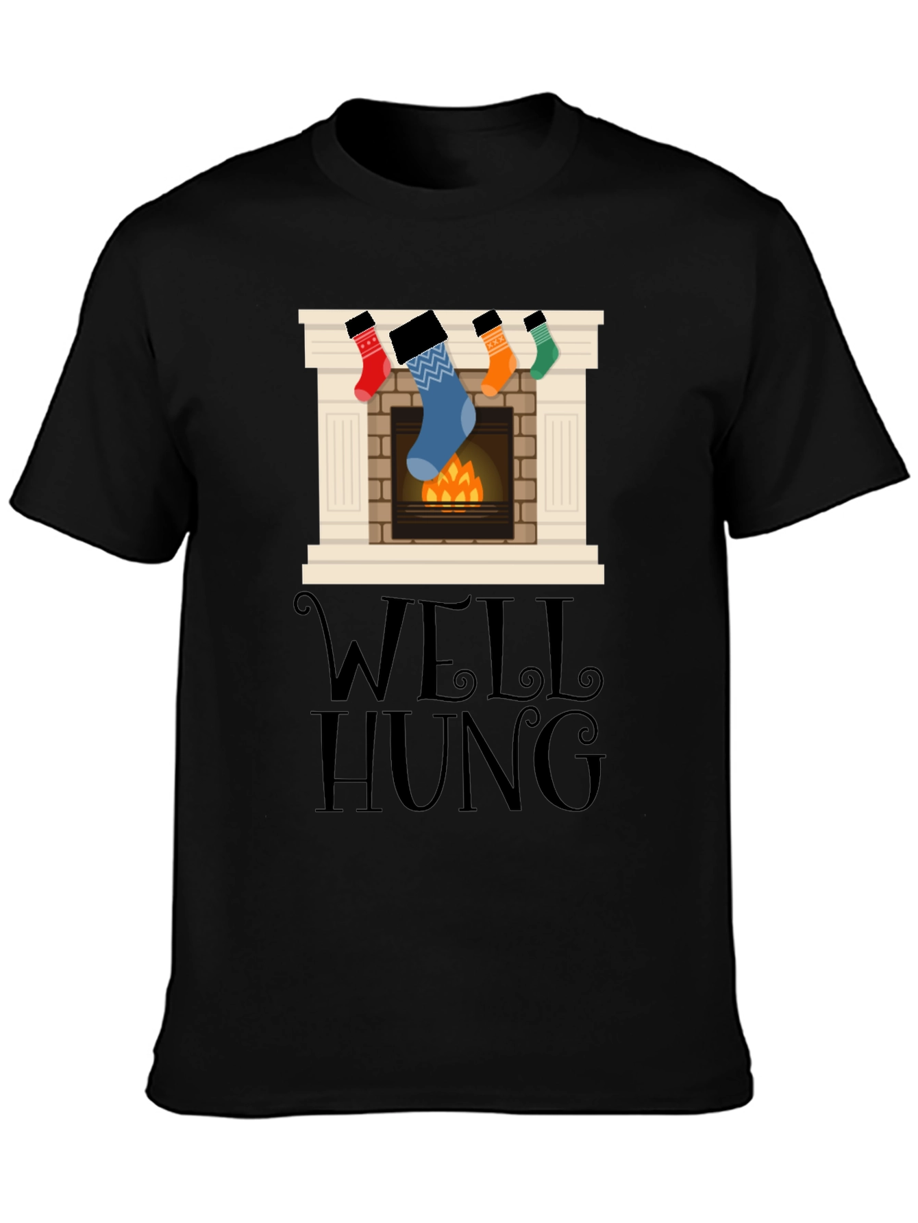 Well Hung Christmas Fireplace T-Shirt