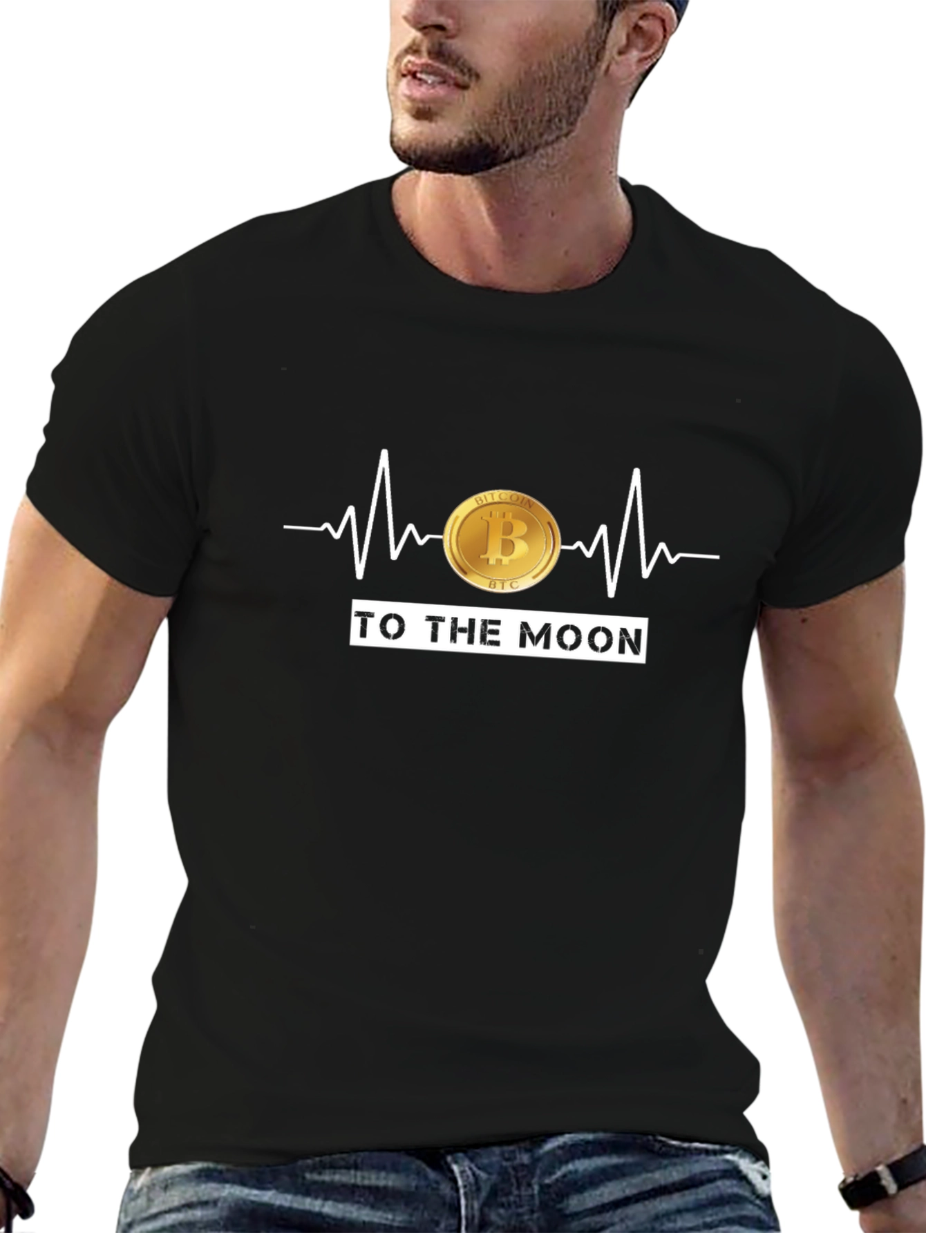 Bitcoin To The Moon Black T-Shirt Crypto BTC HODL