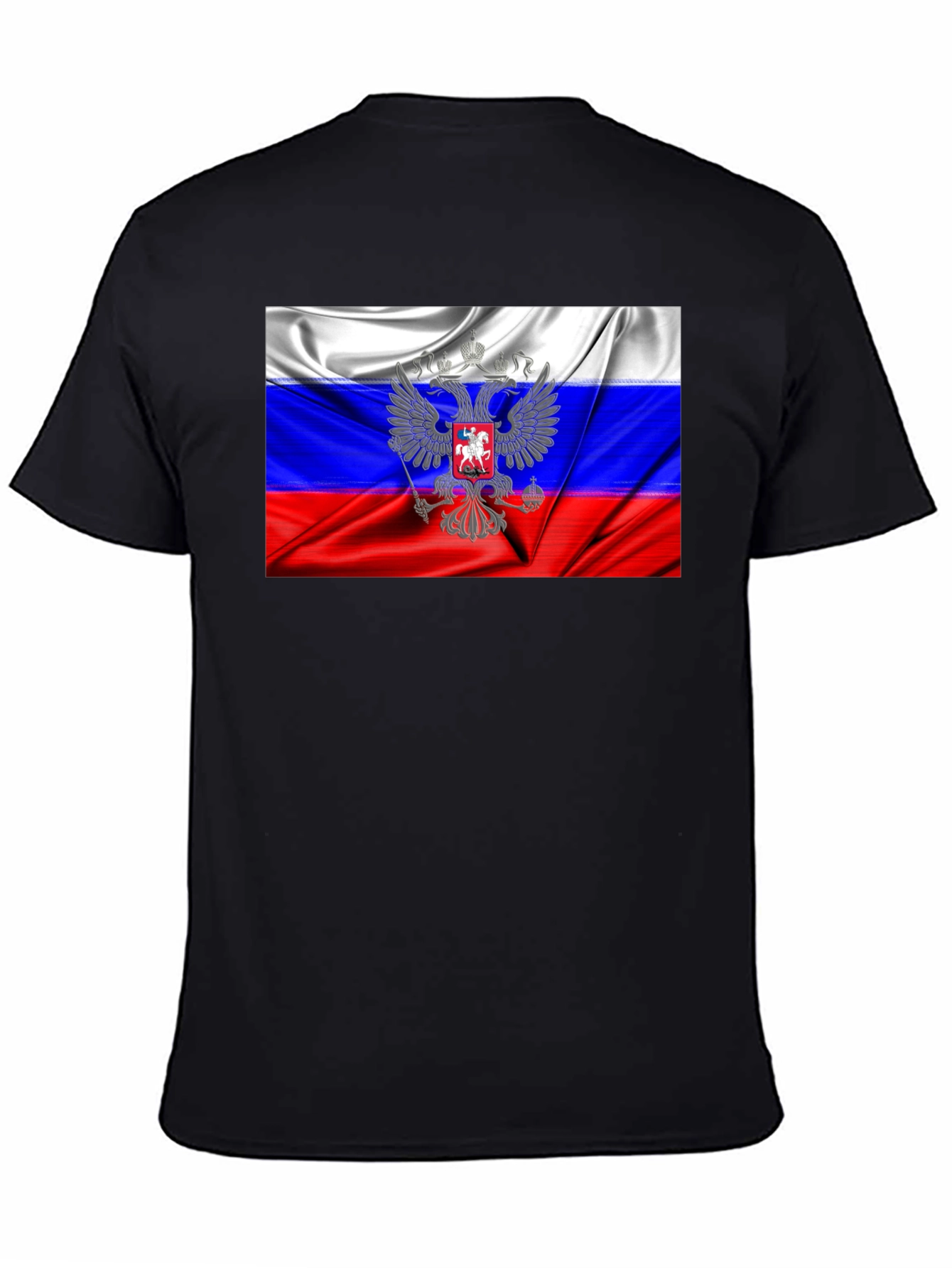 Russia Flag Graphic Tee - Black Cotton T-Shirt