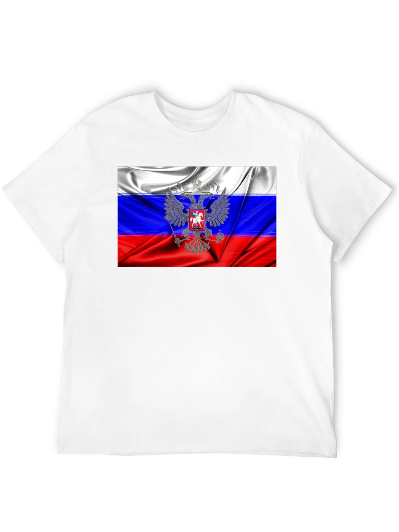 Russia Flag Graphic Tee - Black Cotton T-Shirt