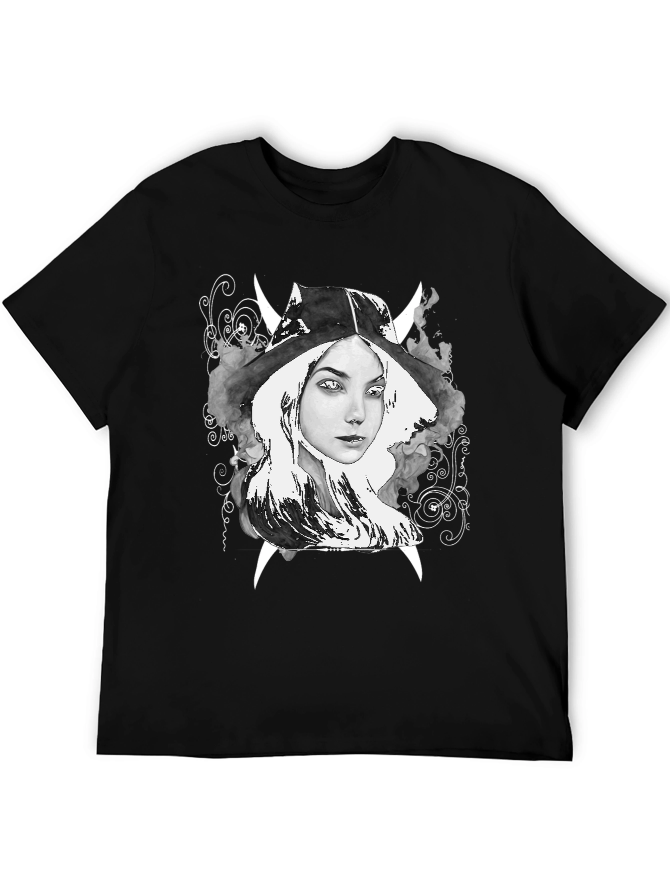 Witch Graphic Tee - Black Cotton T-Shirt