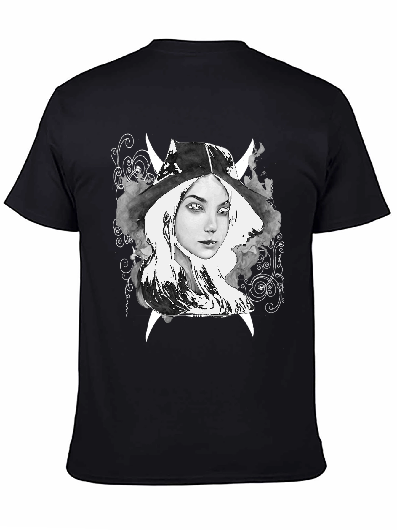 Witch Graphic Tee - Black Cotton T-Shirt