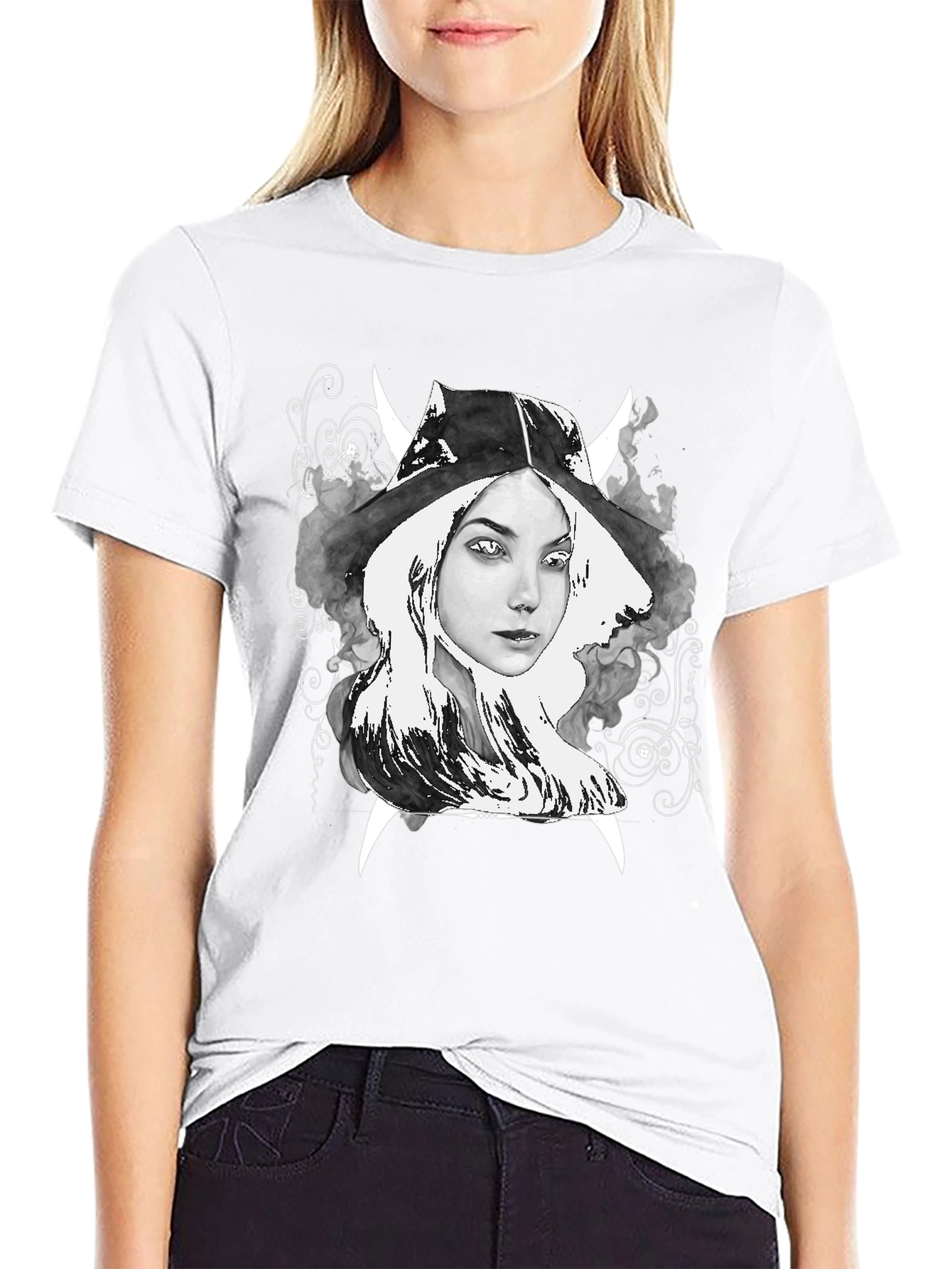 Witch Graphic Tee - Black Cotton T-Shirt