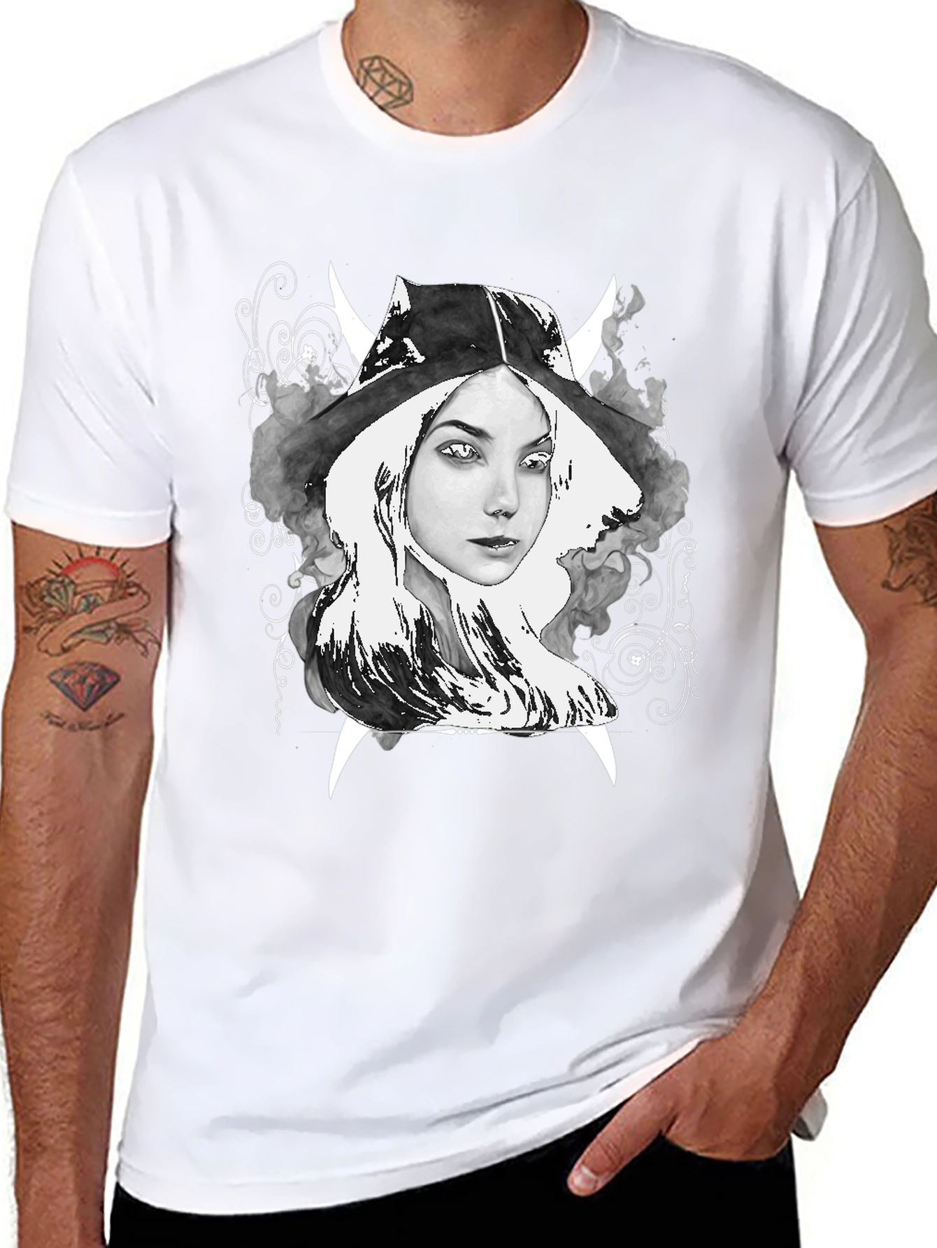 Witch Graphic Tee - Black Cotton T-Shirt