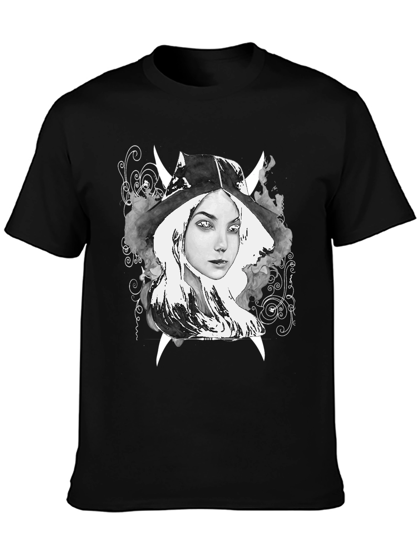 Witch Graphic Tee - Black Cotton T-Shirt
