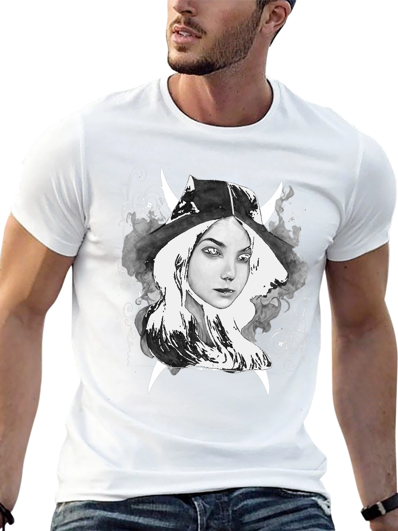 Witch Graphic Tee - Black Cotton T-Shirt