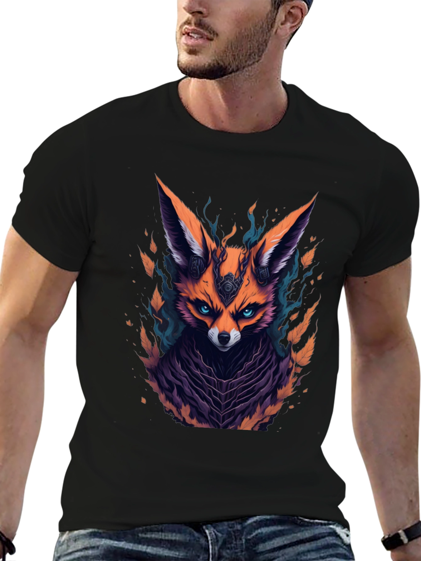 Mystic Fox Graphic Tee - Mens Black T-Shirt