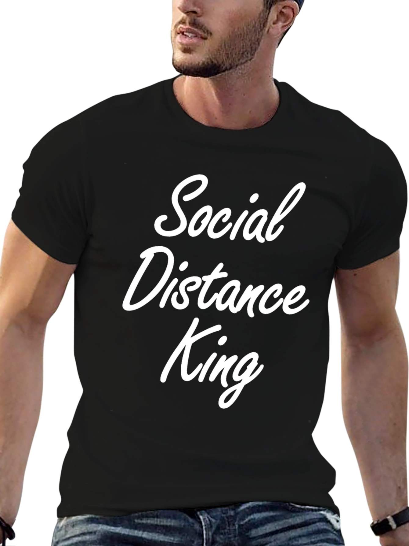 Social Distance King Black T-Shirt