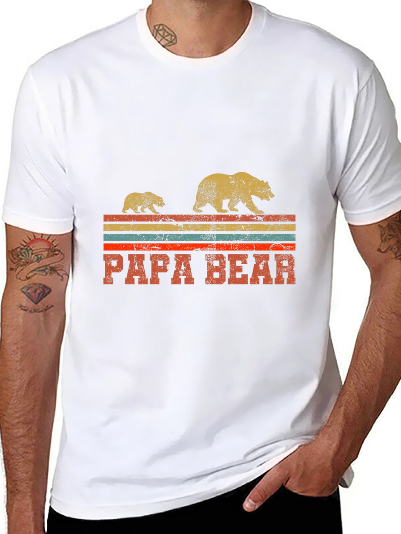 Papa Bear Retro Graphic Tee - Fathers Day Gift