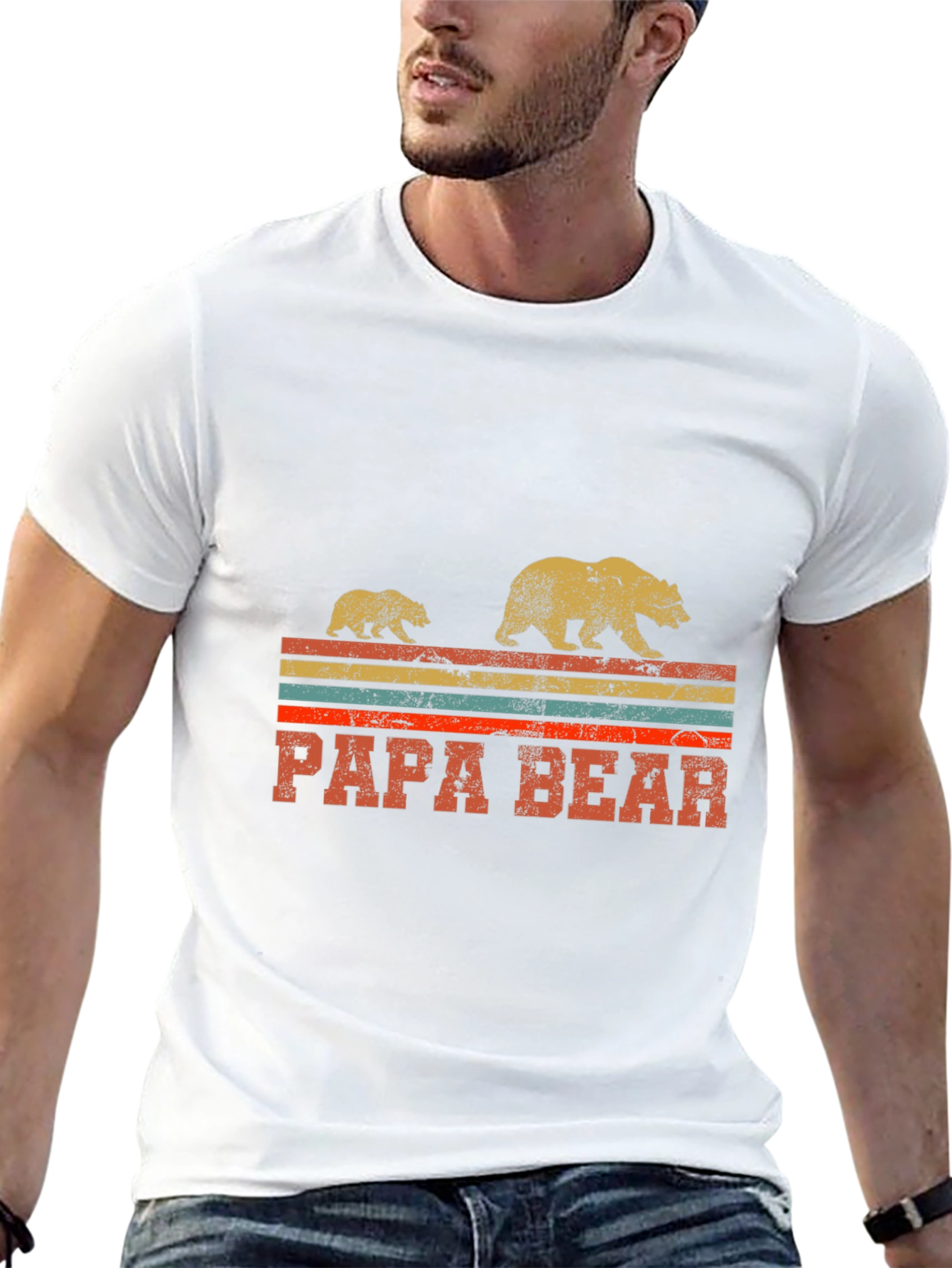 Papa Bear Retro Graphic Tee - Fathers Day Gift