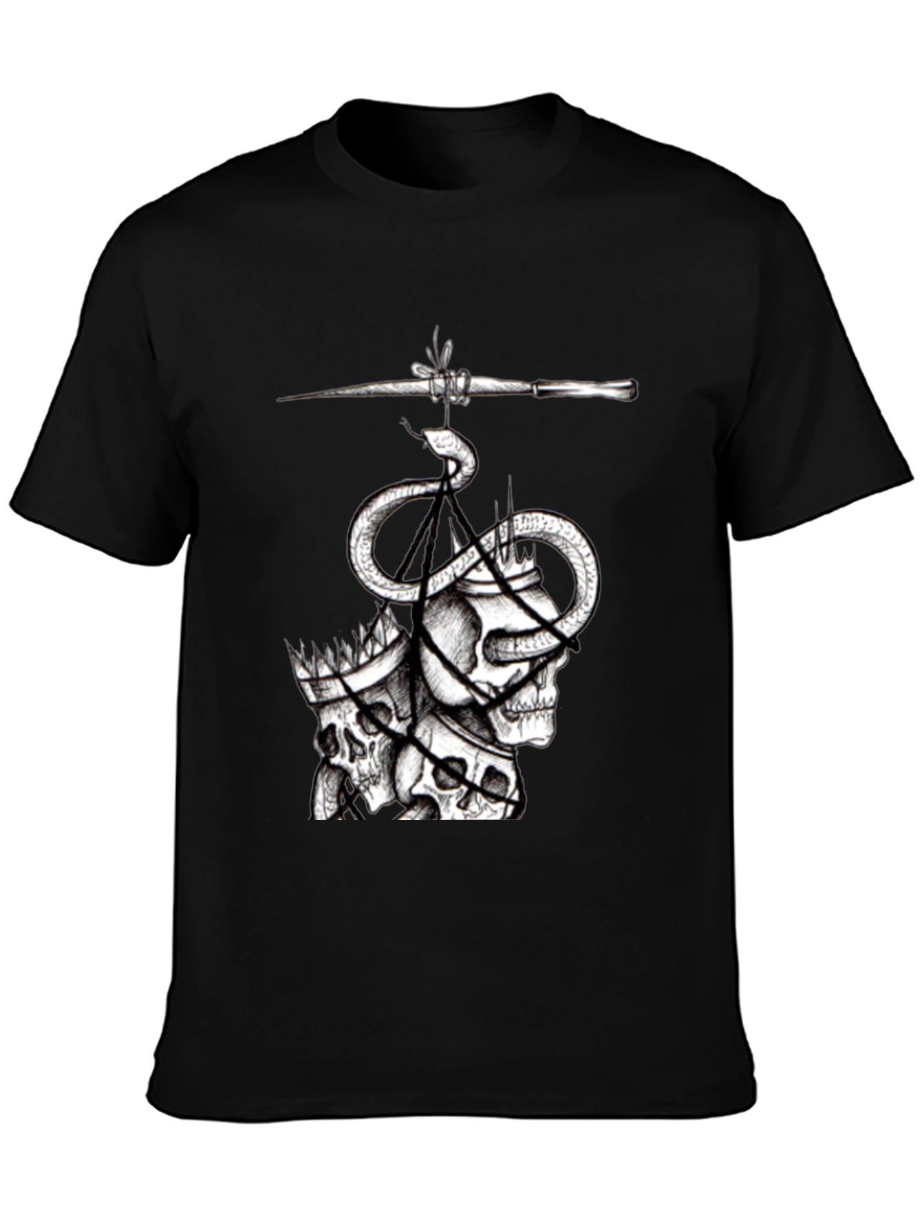 Skull & Serpent Graphic Tee - Black Cotton Blend