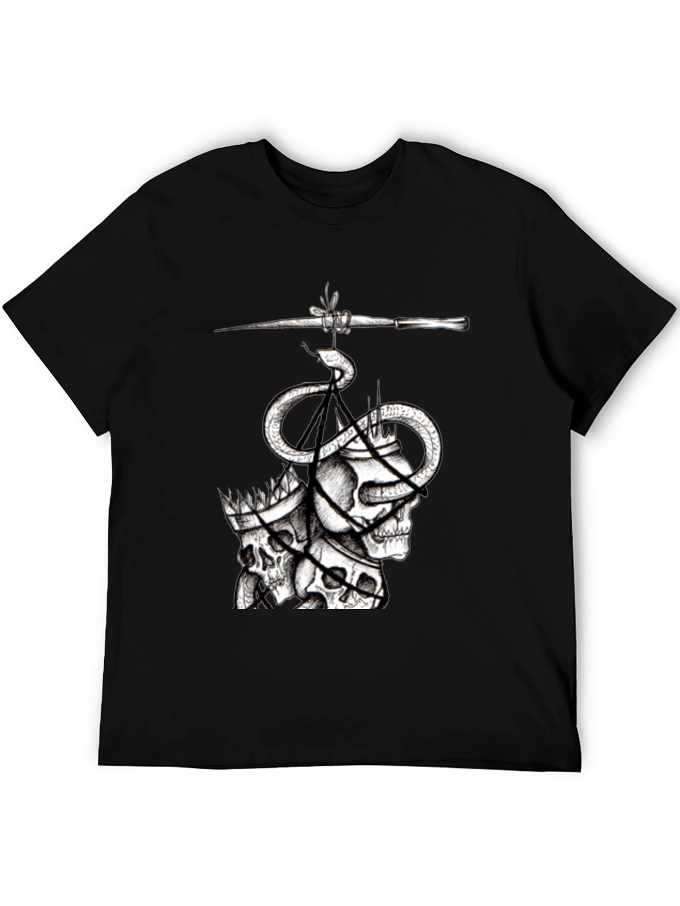 Skull & Serpent Graphic Tee - Black Cotton Blend