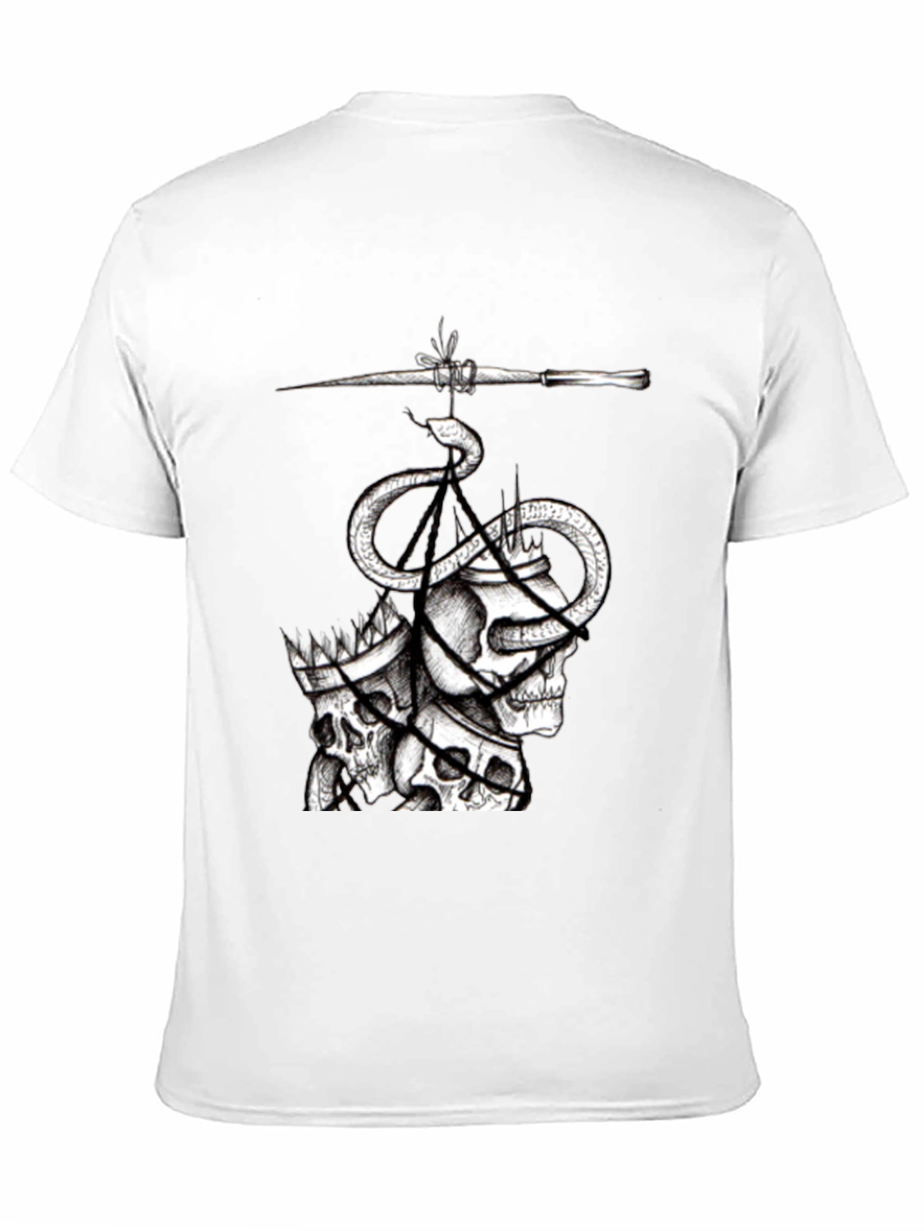 Skull & Serpent Graphic Tee - Black Cotton Blend