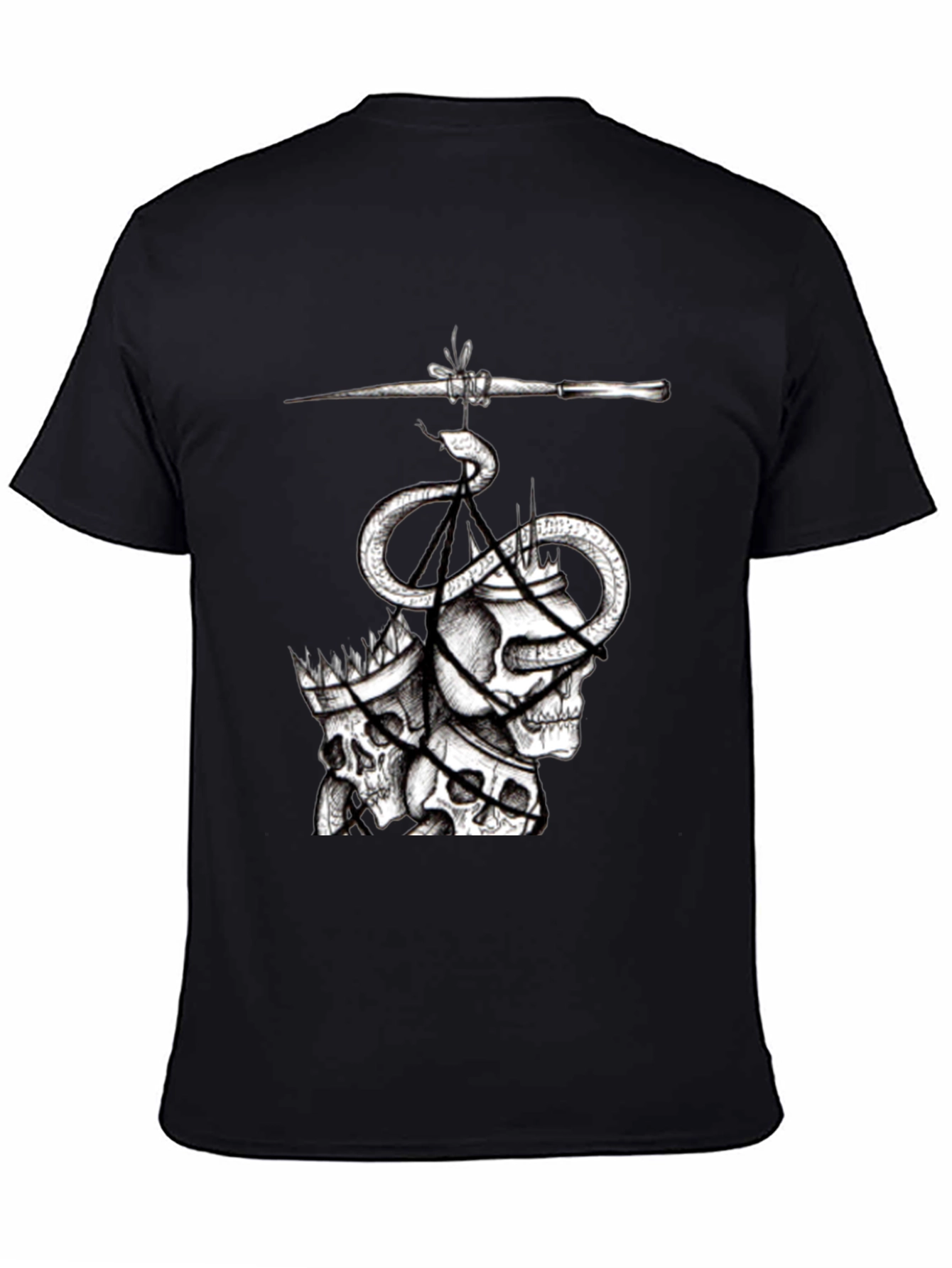 Skull & Serpent Graphic Tee - Black Cotton Blend