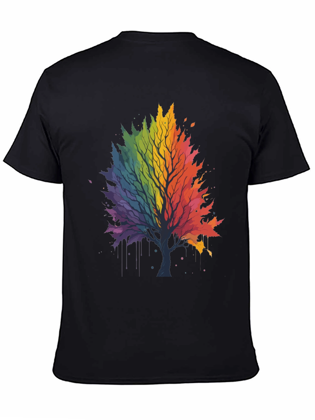 Rainbow Tree Graphic Black T-Shirt
