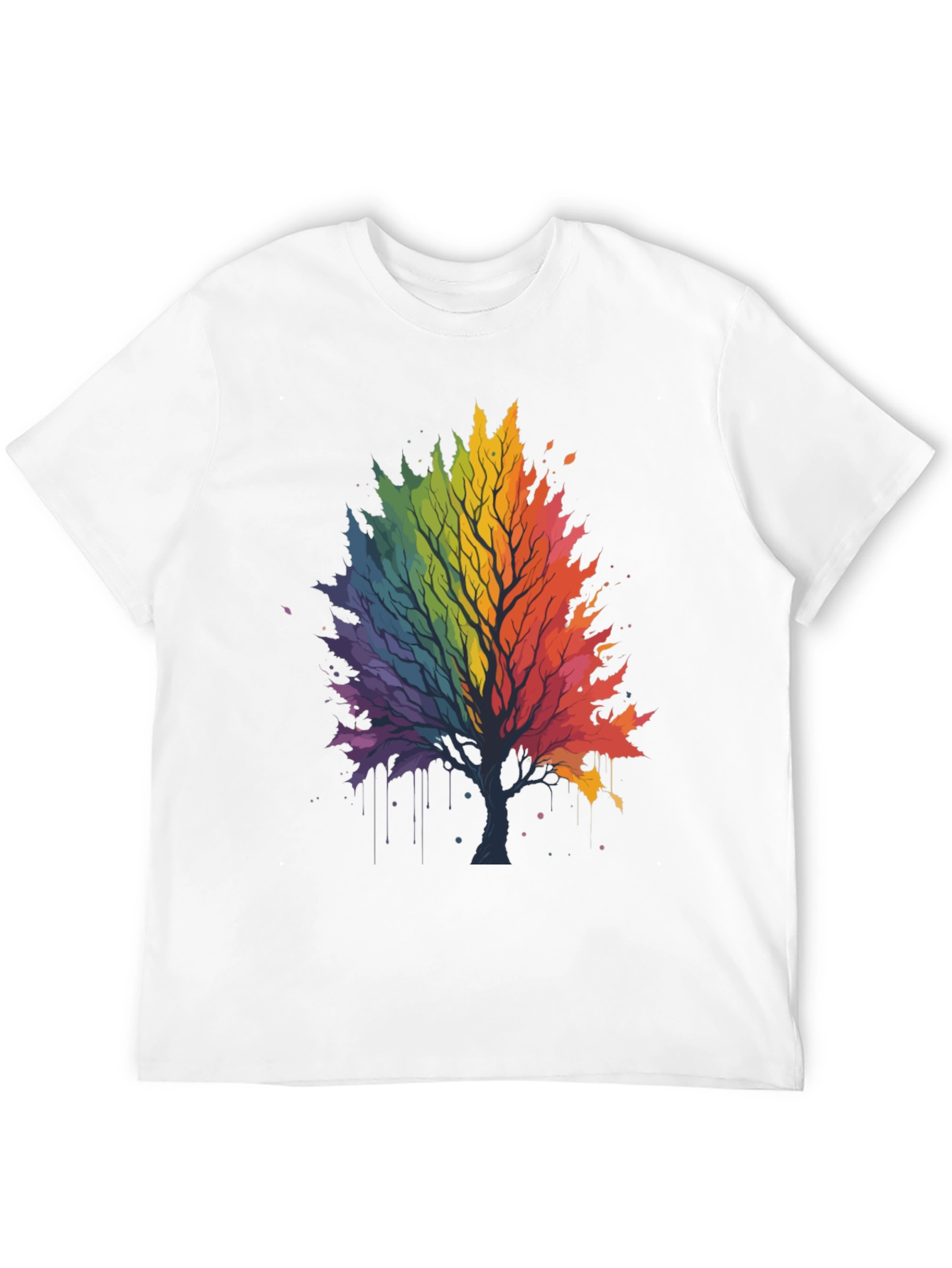 Rainbow Tree Graphic Black T-Shirt
