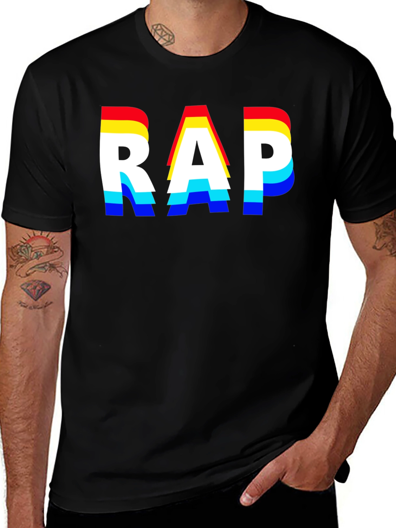 Retro RAP Graphic Tee - Mens Black T-Shirt