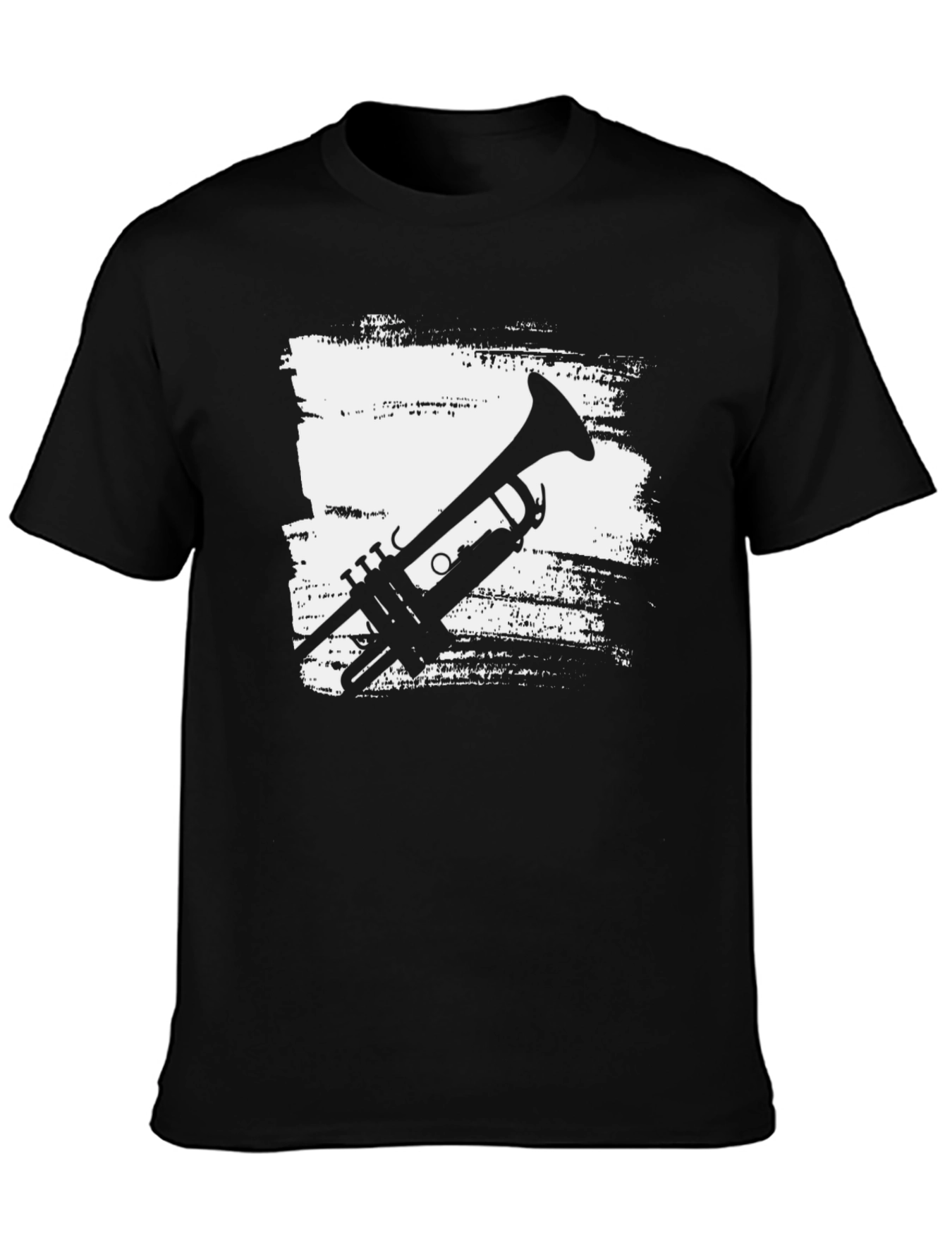 Mens Black Trumpet Graphic T-Shirt