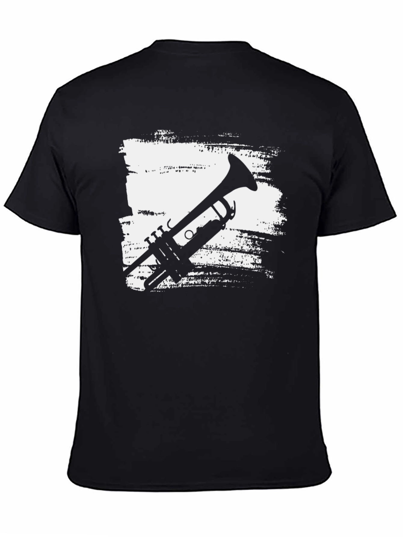 Mens Black Trumpet Graphic T-Shirt