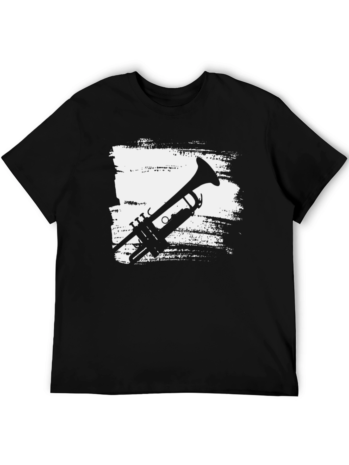 Mens Black Trumpet Graphic T-Shirt