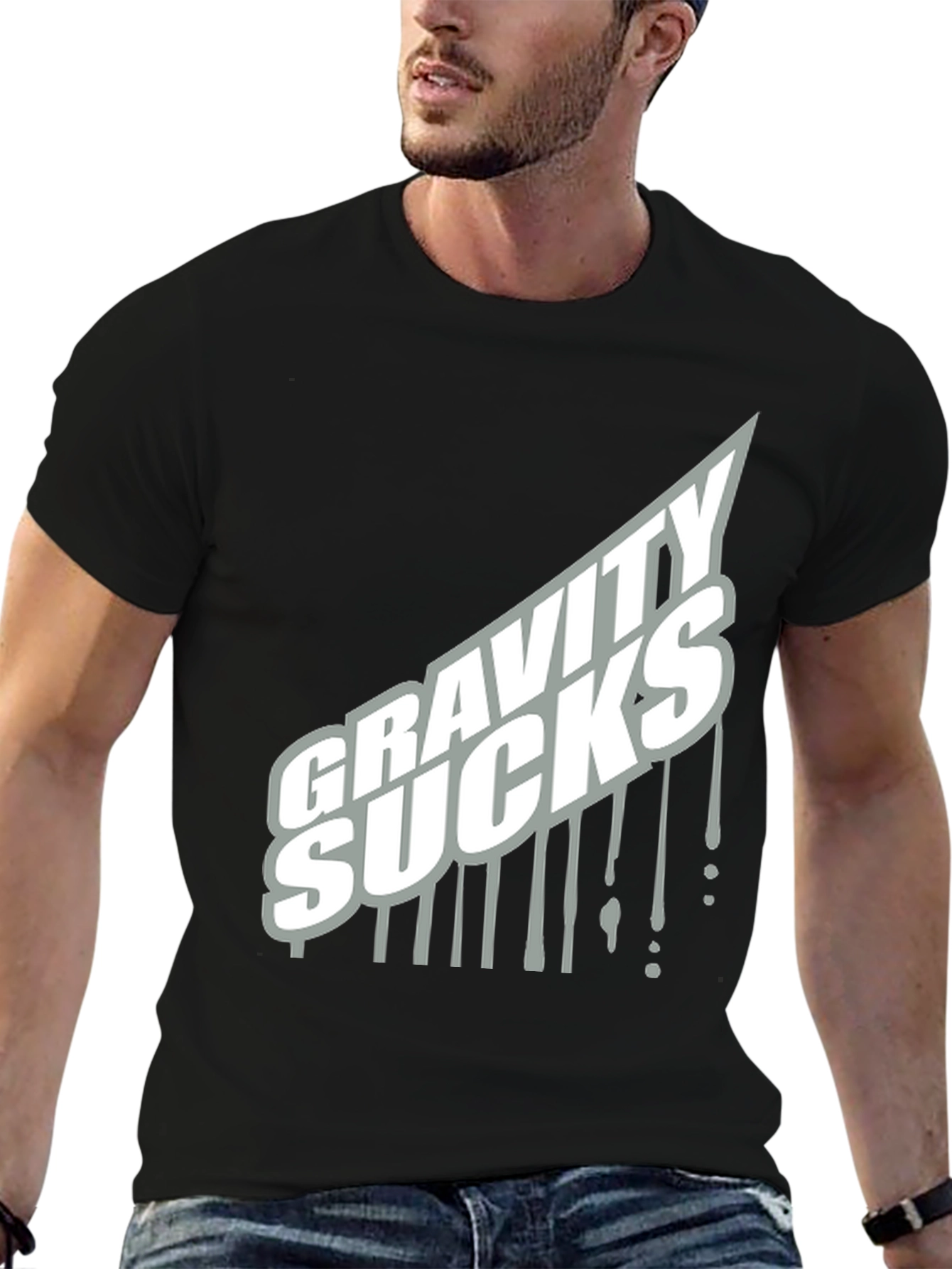 Gravity Sucks Graphic Tee - Black Cotton T-Shirt