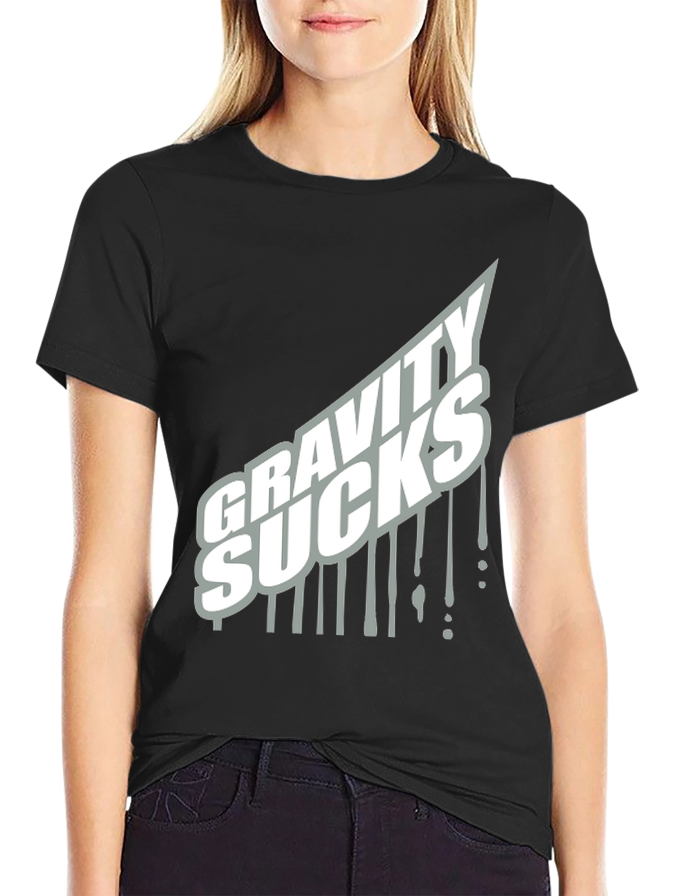 Gravity Sucks Graphic Tee - Black Cotton T-Shirt