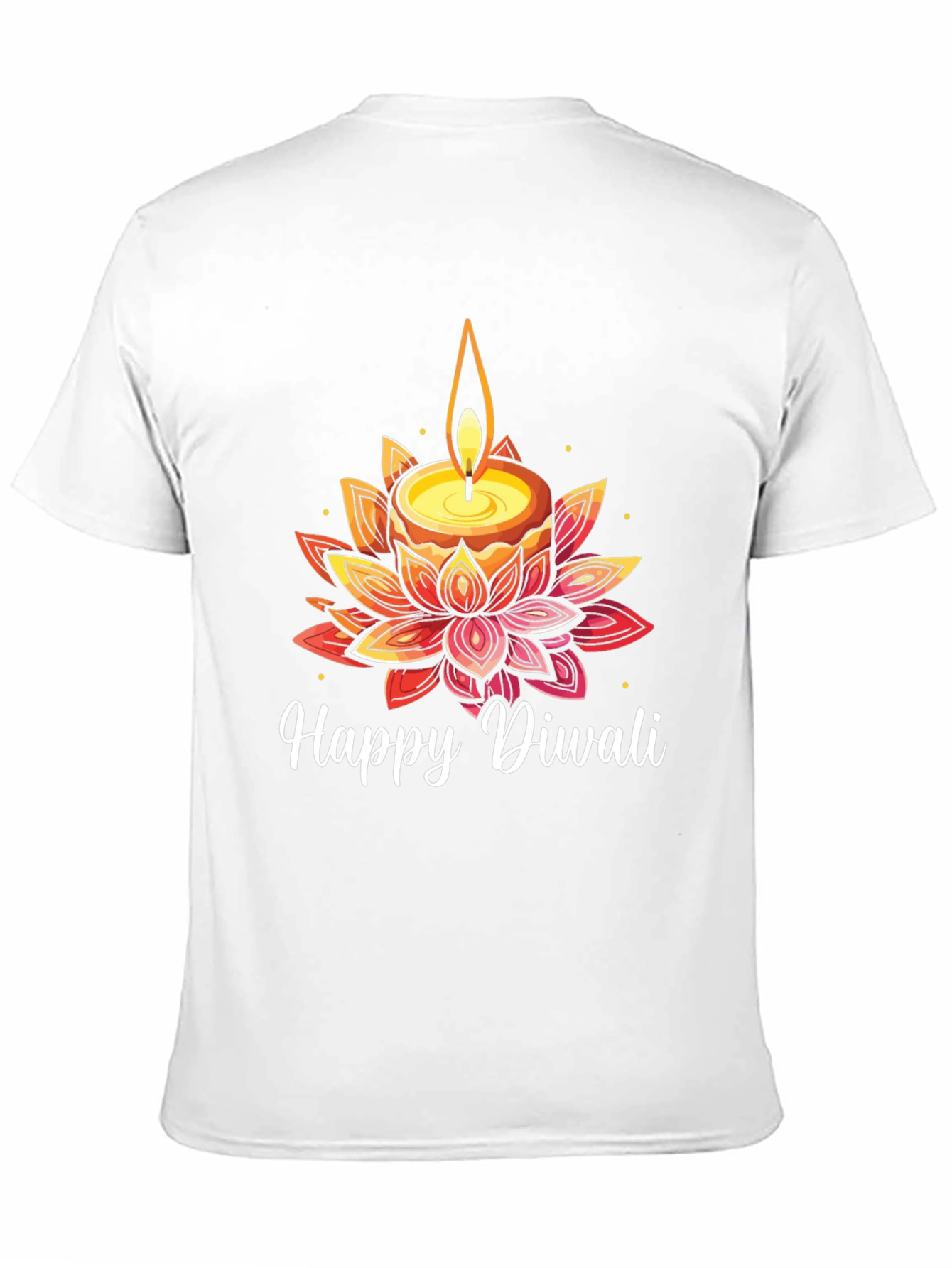 Happy Diwali T-Shirt with Candle and Lotus Design