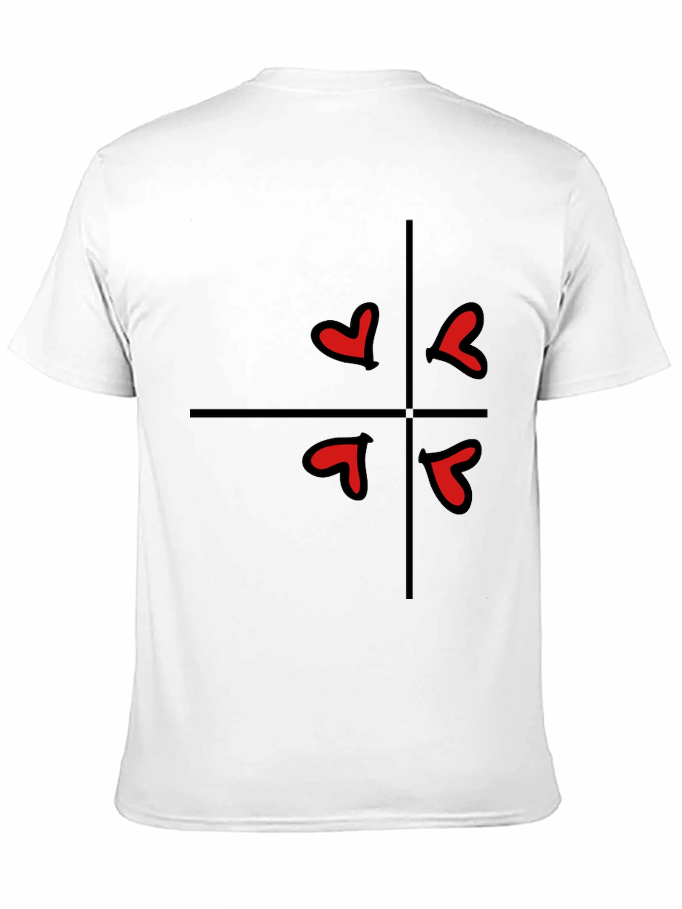 Hearts in Quarters Graphic Tee - Casual Black T-Shirt