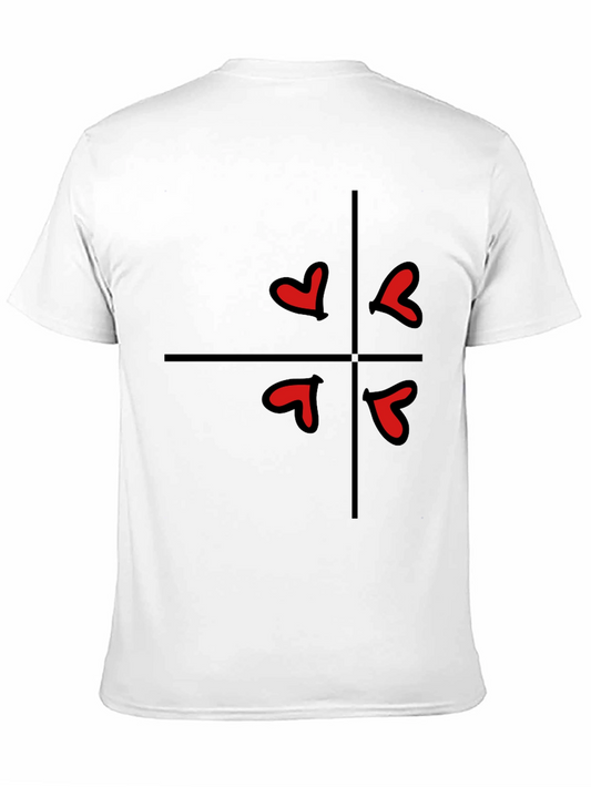 Hearts in Quarters Graphic Tee - Casual Black T-Shirt